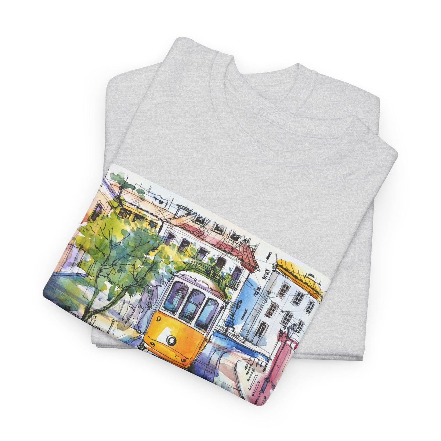 Lisbon Tram Unisex Heavy Cotton Tee - 12134