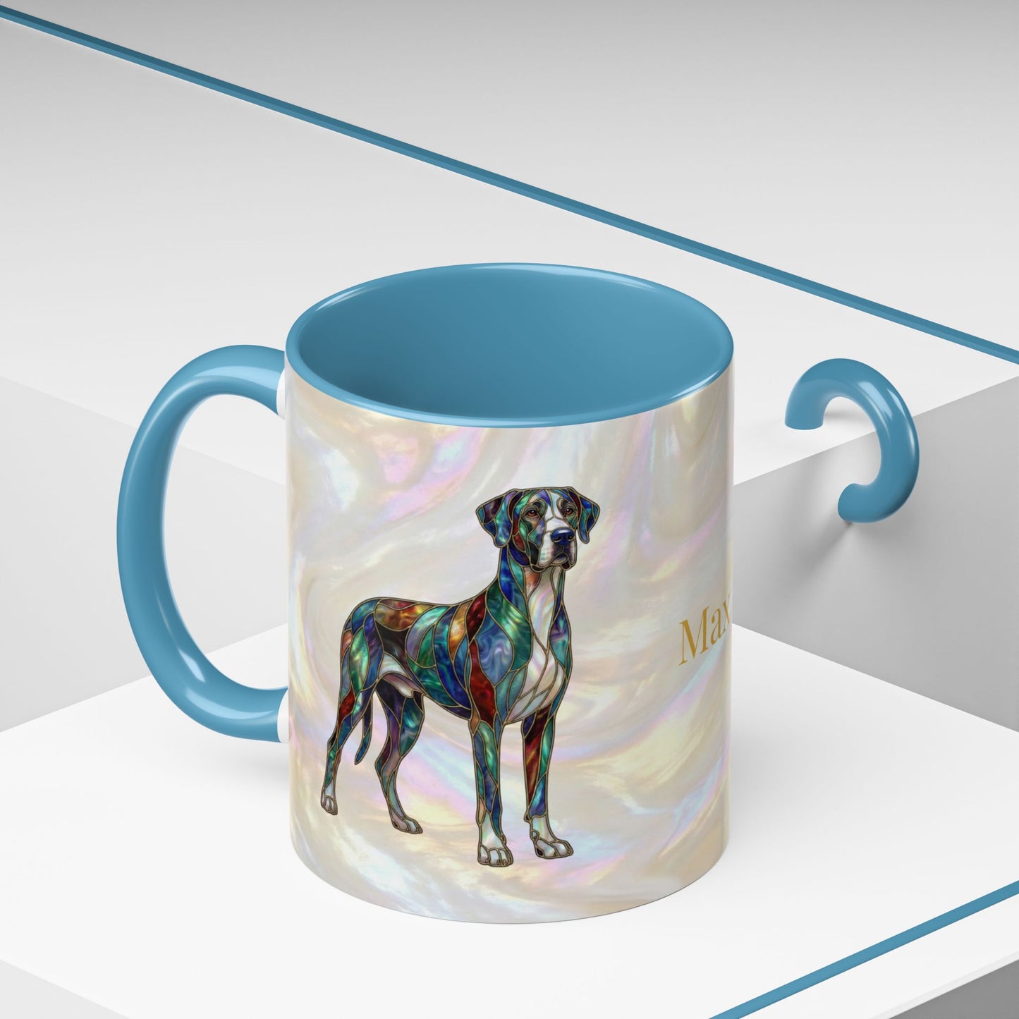 Personalized Great Dane Dog Mug — Stained Glass Design (11/15 oz) - 14550