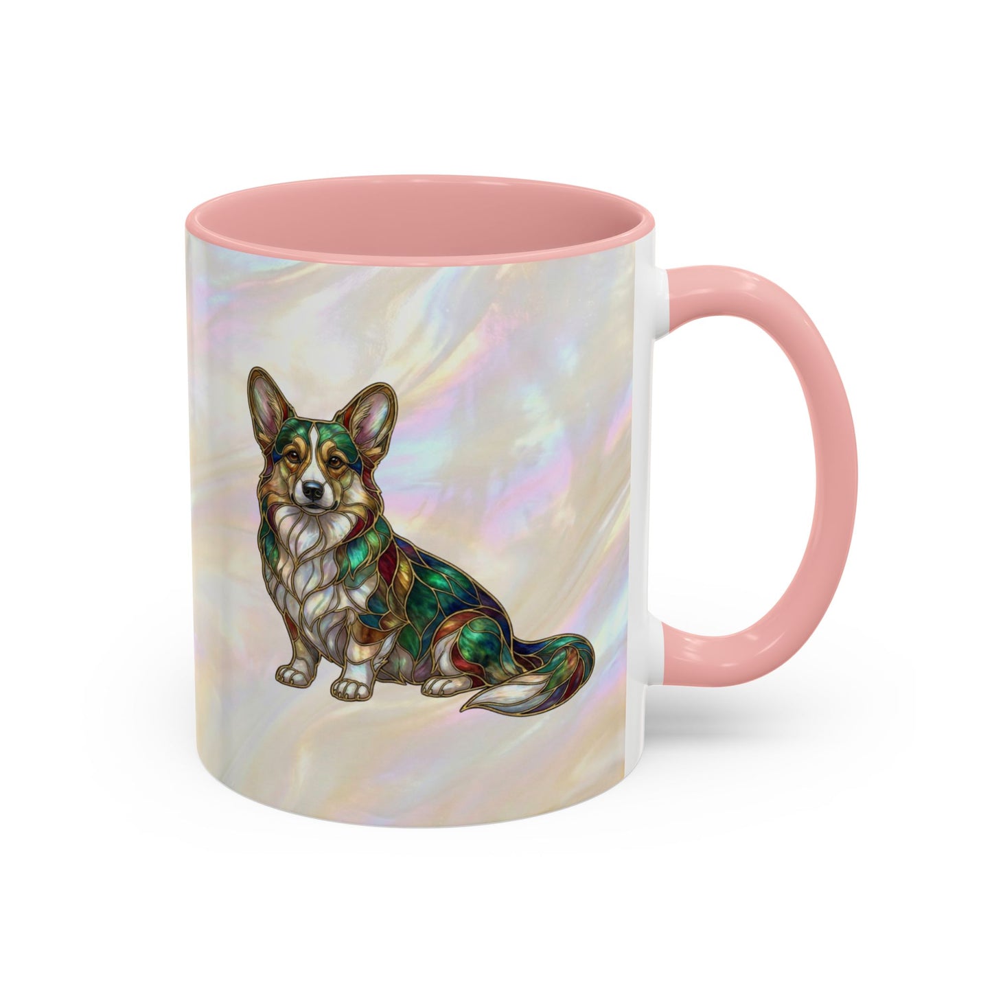 Corgi Accent Coffee Mug -Stained Glass Style (11/15oz) - 14627