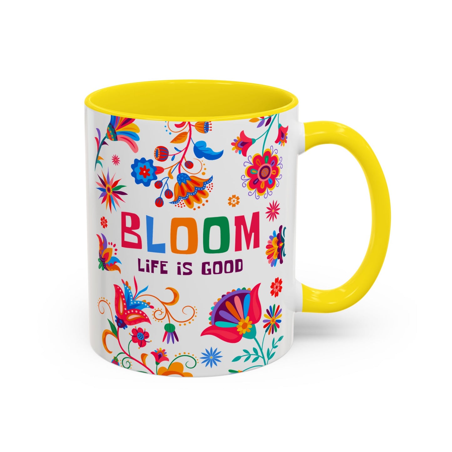 Colorful Floral Accent Coffee Mug - Bloom Life is Good - 14082