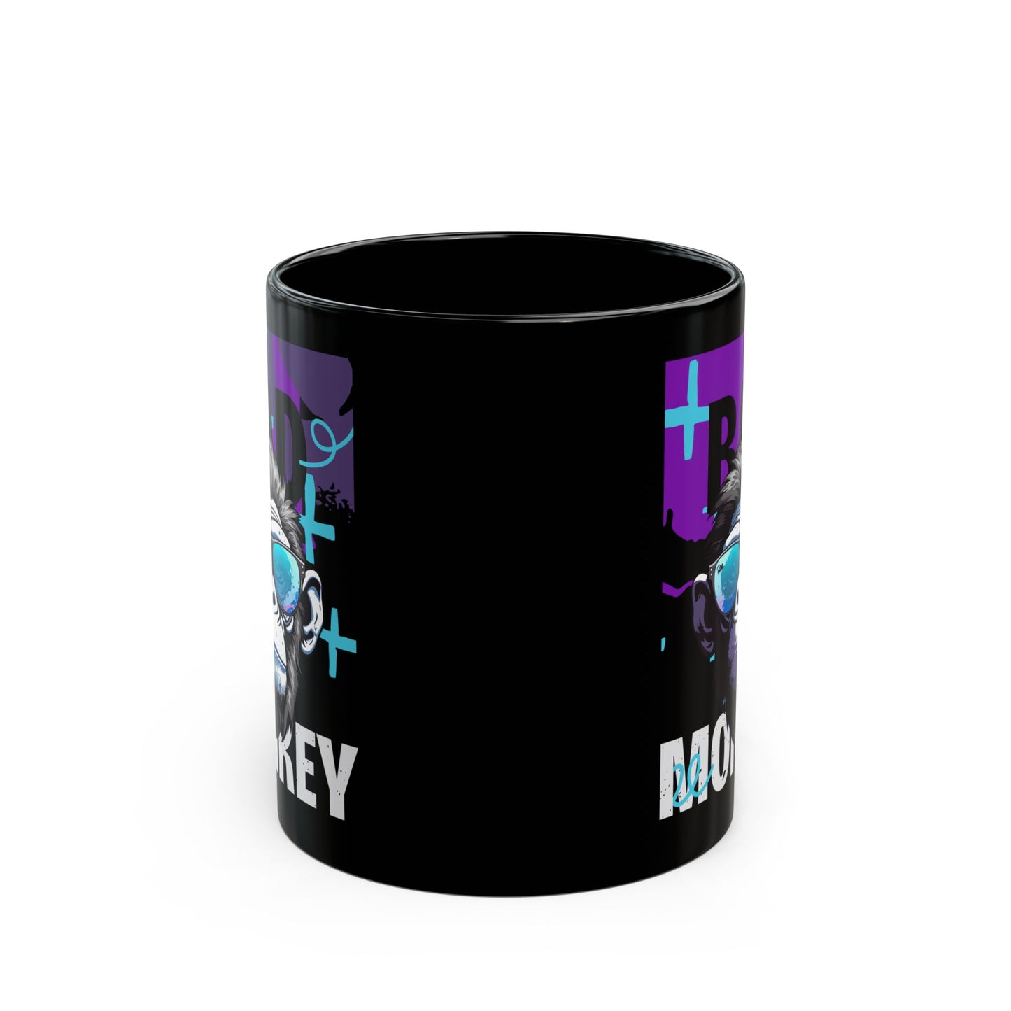 Bad Monkey Black Mug: Fun Coffee Cup for Gift, Black Ceramic Mug, Unique Mug for Animal Lovers, Cool Office Mug - 14081