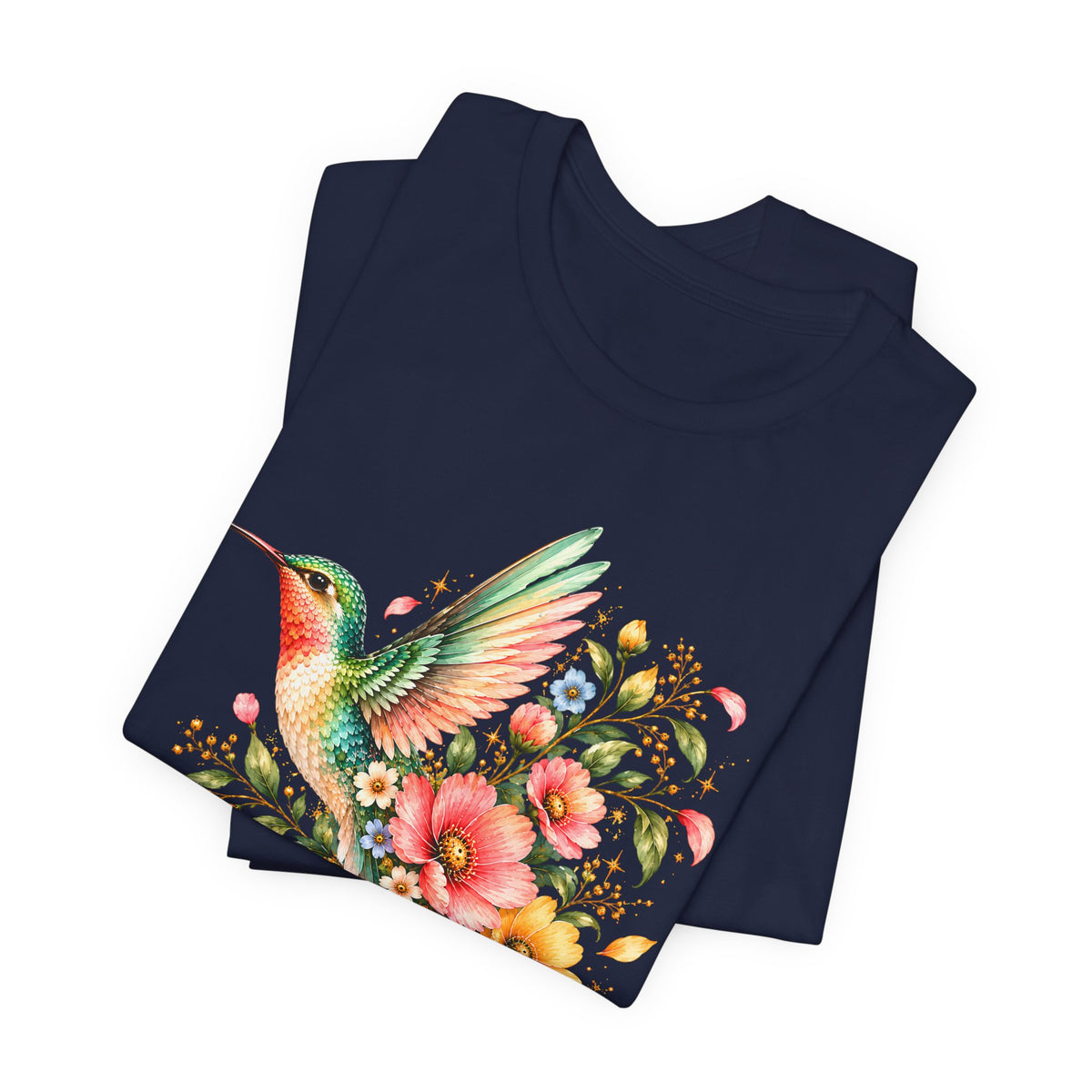 Colorful Hummingbird Floral T-Shirt, Nature Lover Tee - 14516