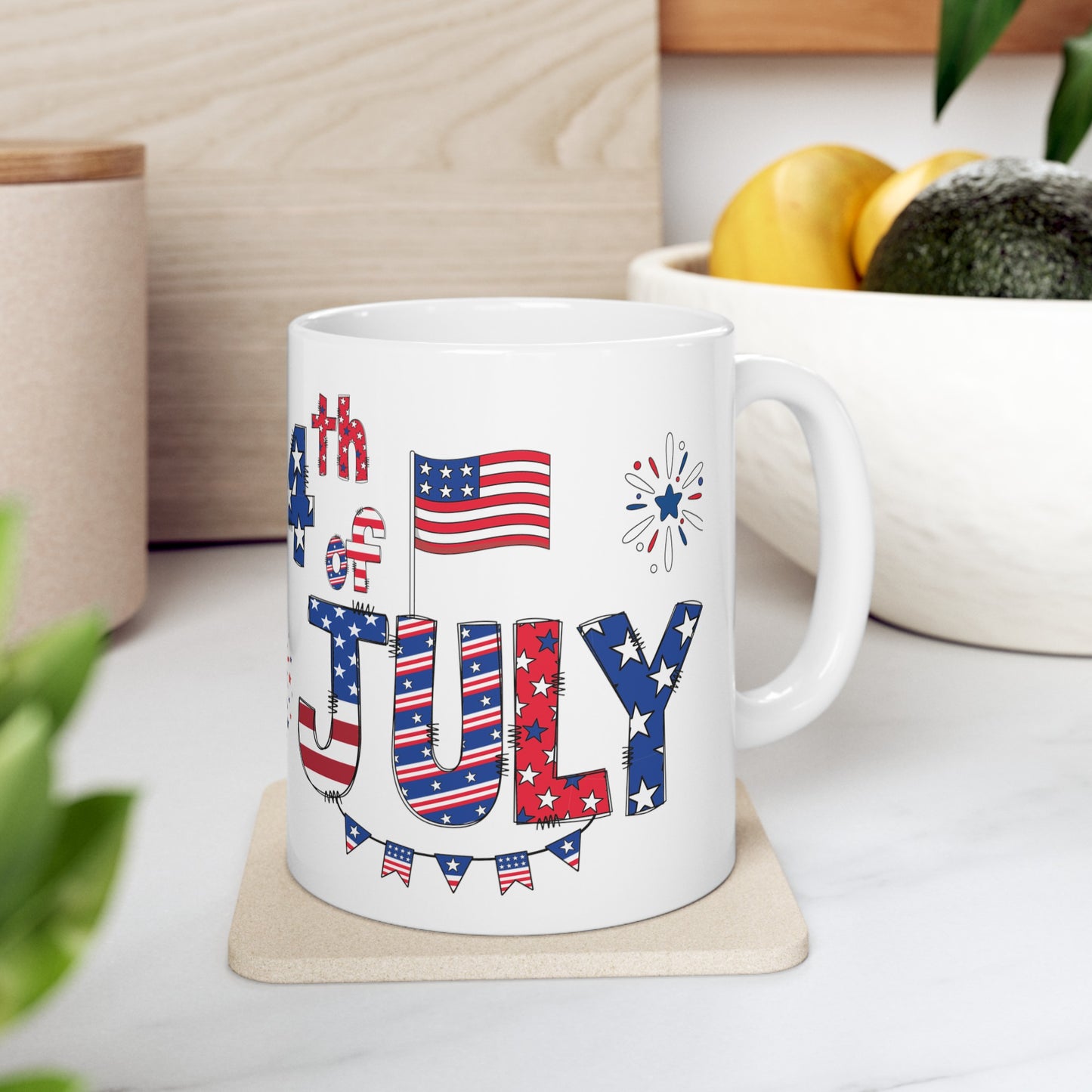 July 4, Eagle - Ceramic Mug, (11oz, 15oz)