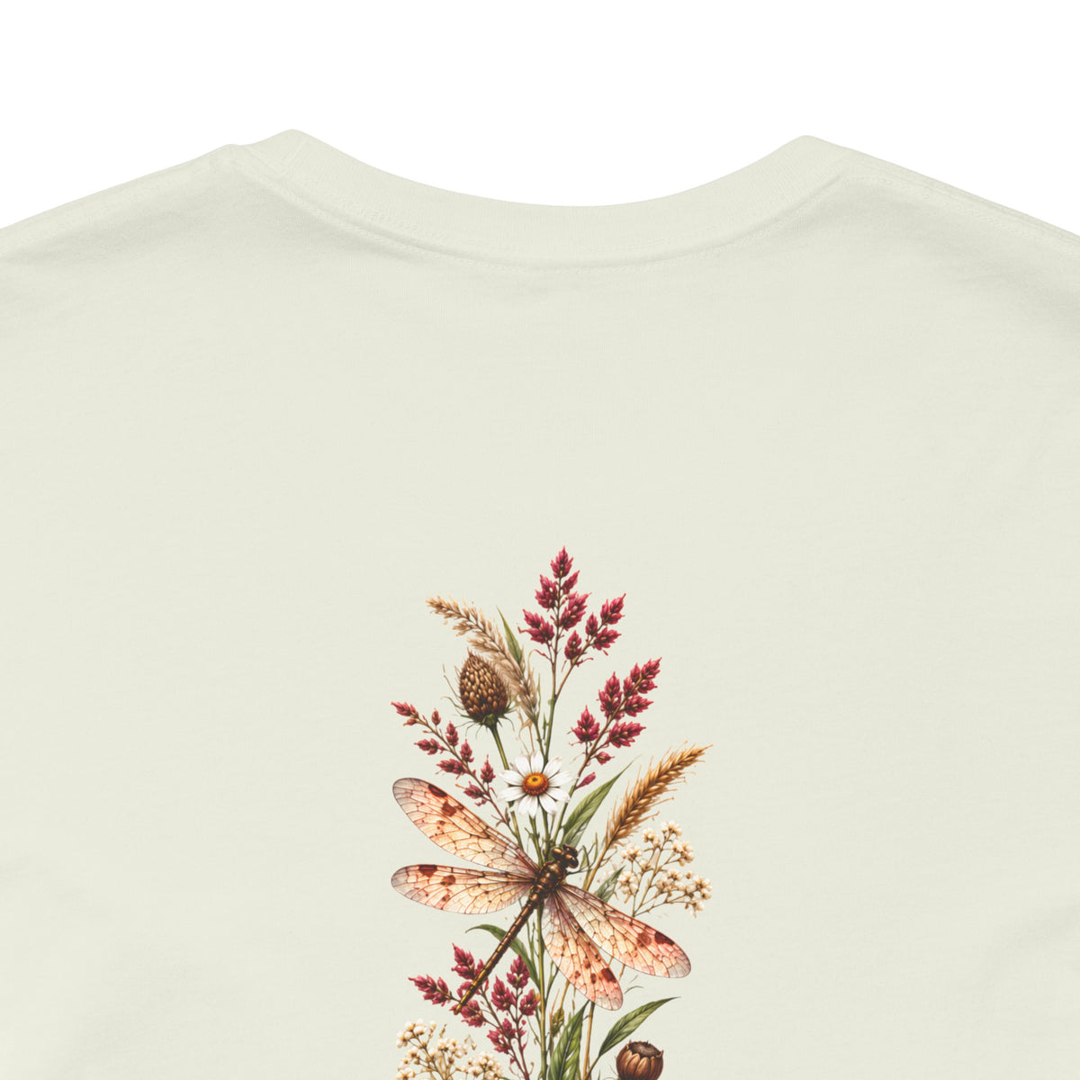 Vintage Wildflower & Dragonfly T-Shirt, Botanical Front & Back Tee - 14549