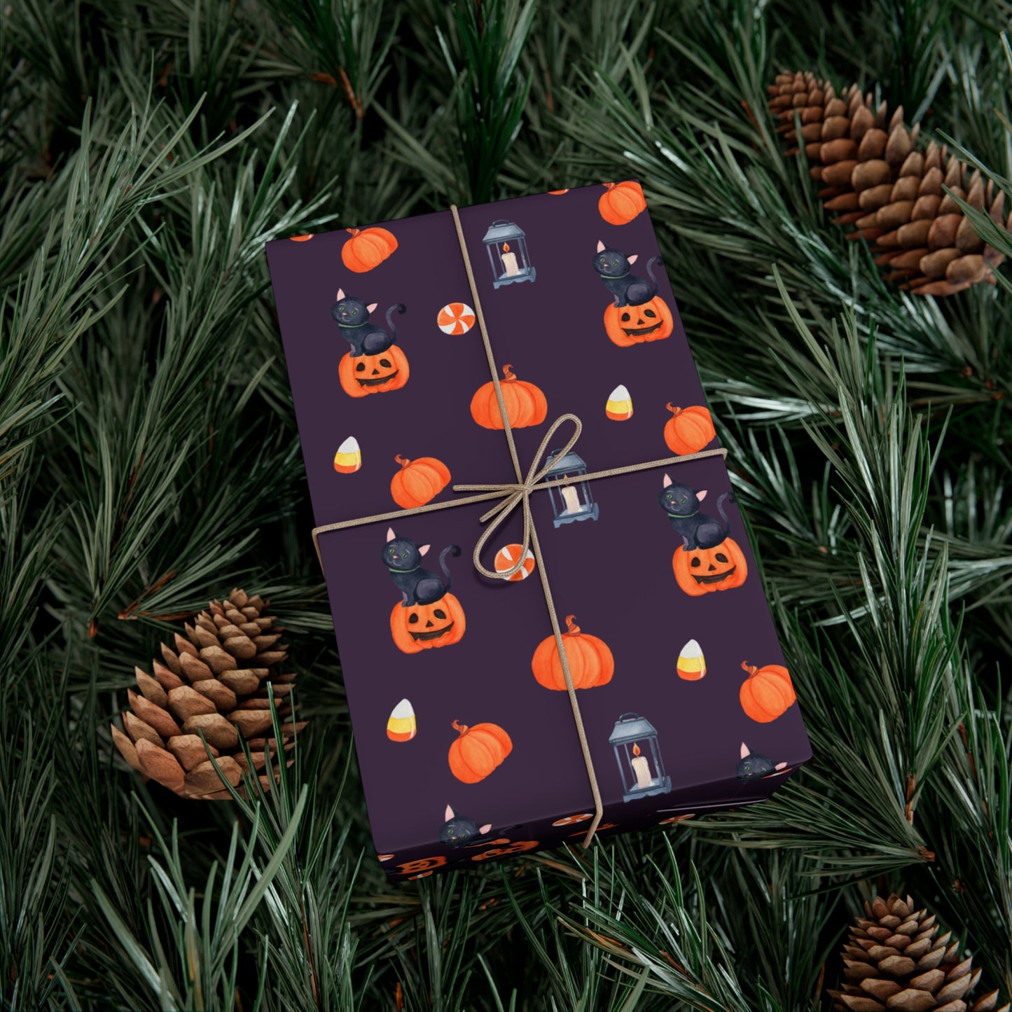 Pumpkin With A Black Cat - Gift Wrap Papers