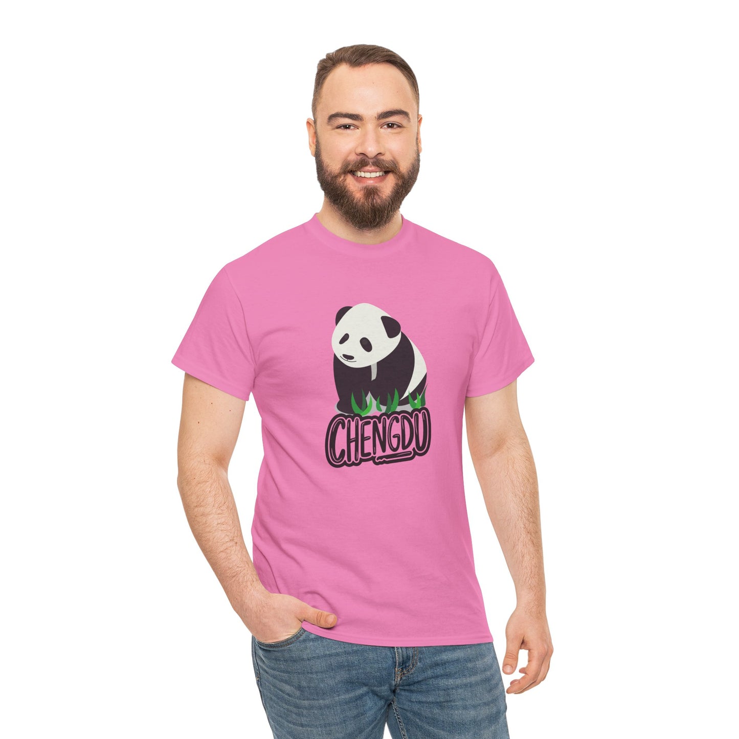 Chengdu Panda Unisex Heavy Cotton Tee - Cozy and Fun Graphic Tee for Animal Lovers - 12206