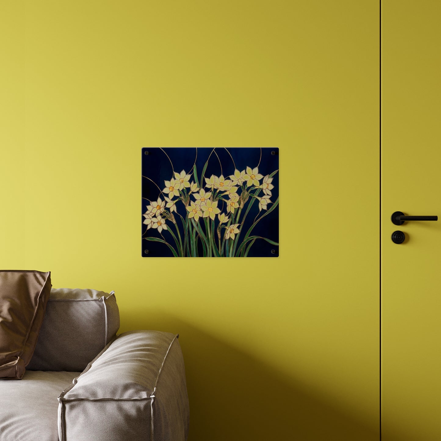 Whitepaper Narcissus Acrylic Wall Art Panel — (Floral Modern Decorative Plaque) - 14598