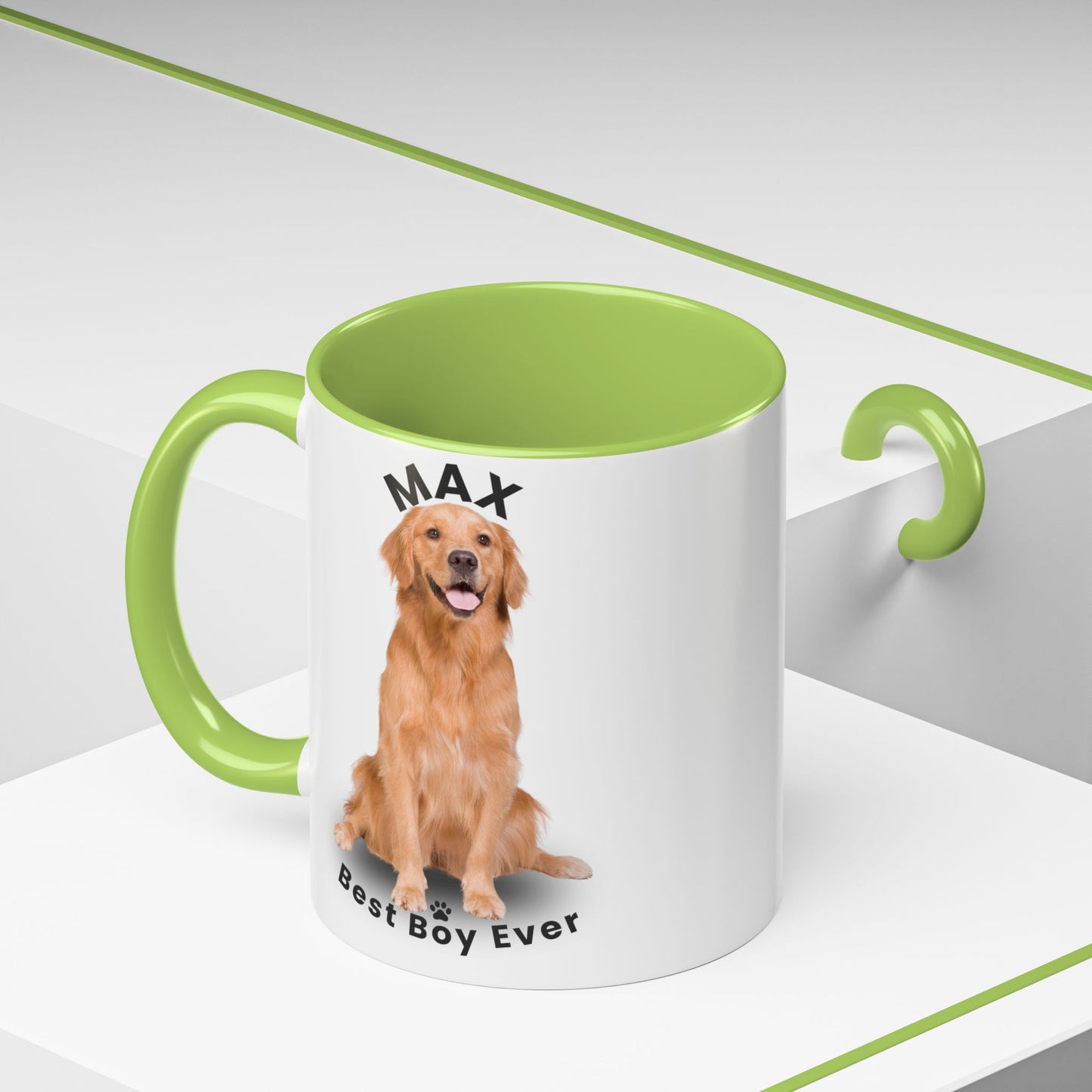 Personalized Golden Retriever Mug – Custom Dog Name “Best Boy Ever” Accent Coffee Mug | Pet Lover Gift - 14825