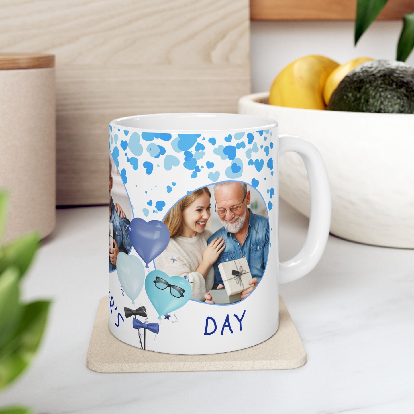 Personalized Father's Day Ceramic Mug, Custom Photo Mug, Gift for Dad, 11oz 15oz, Heartfelt Coffee Cup, Family Memory Keepsake - 14002