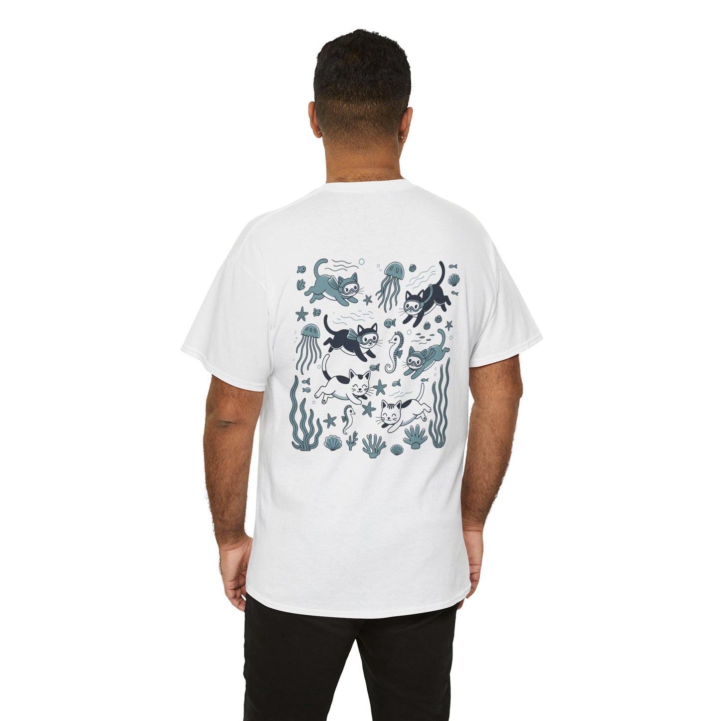 Sea Cats T-Shirt — Cute Underwater Cat Graphic Tee, Ocean Cat Lover Gift - 14869