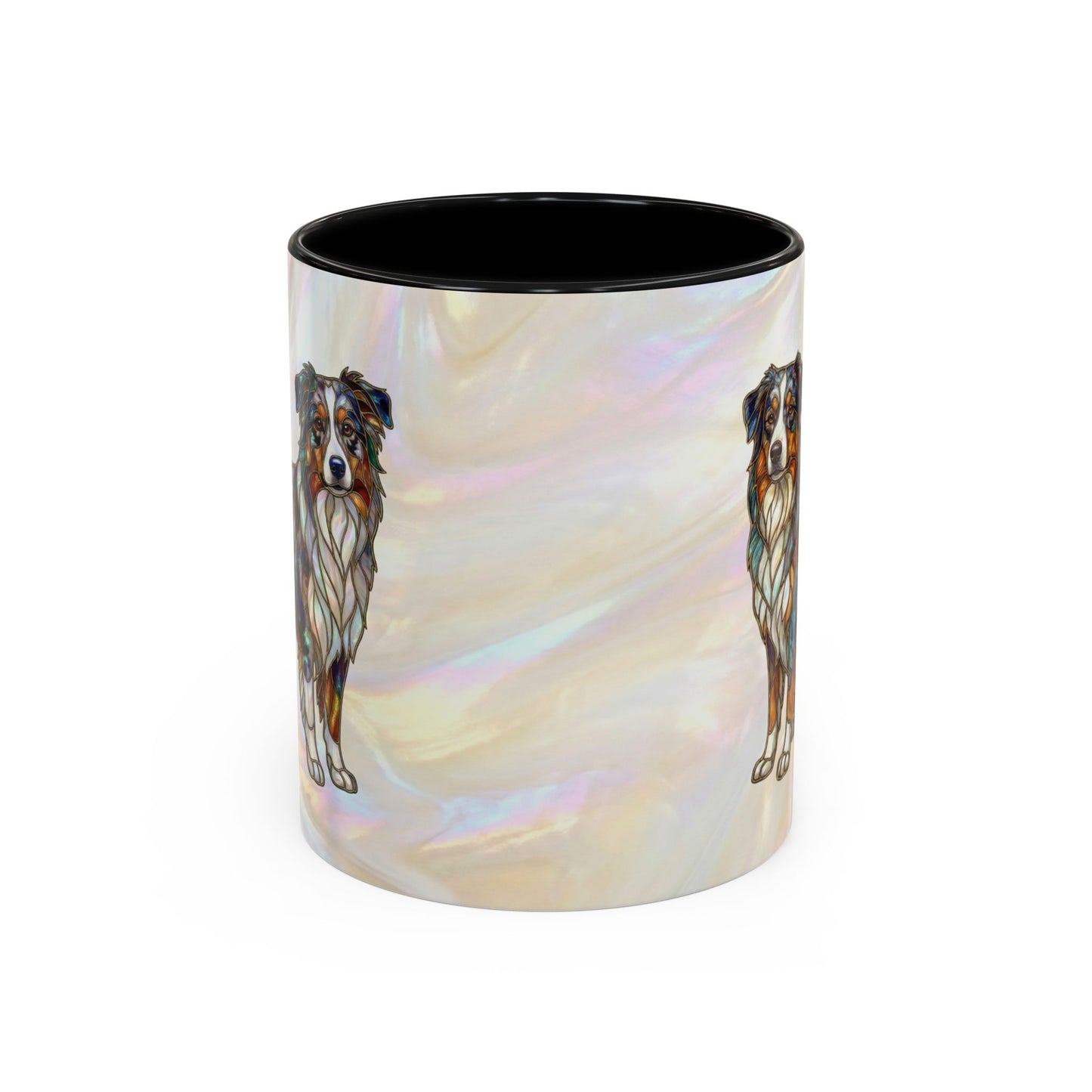 Australian Shepherd Accent Coffee Mug — Stained Glass Design (11/15oz) -14614