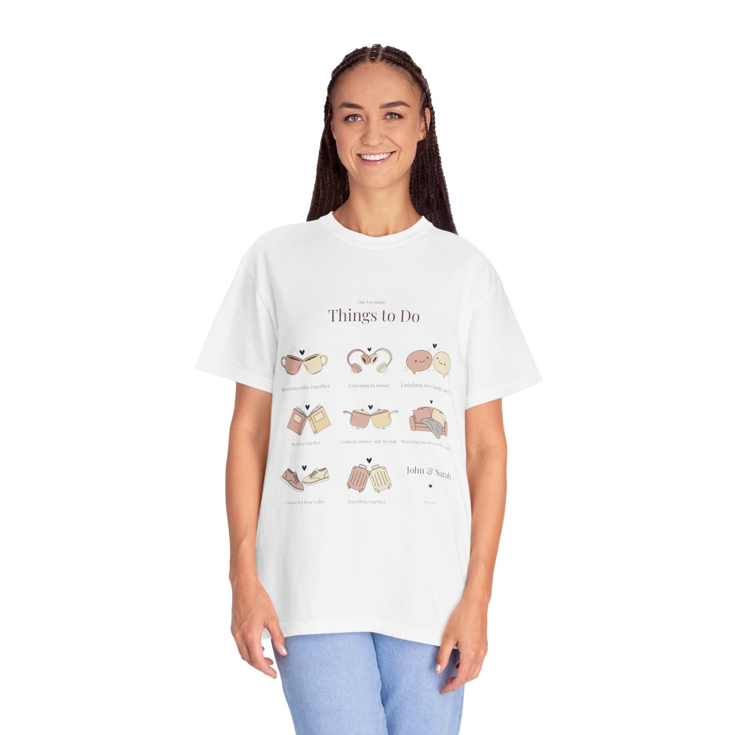Our Favourite Things to Do Together – Personalised Valentine’s Illustration T-Shirt Gift - 14720
