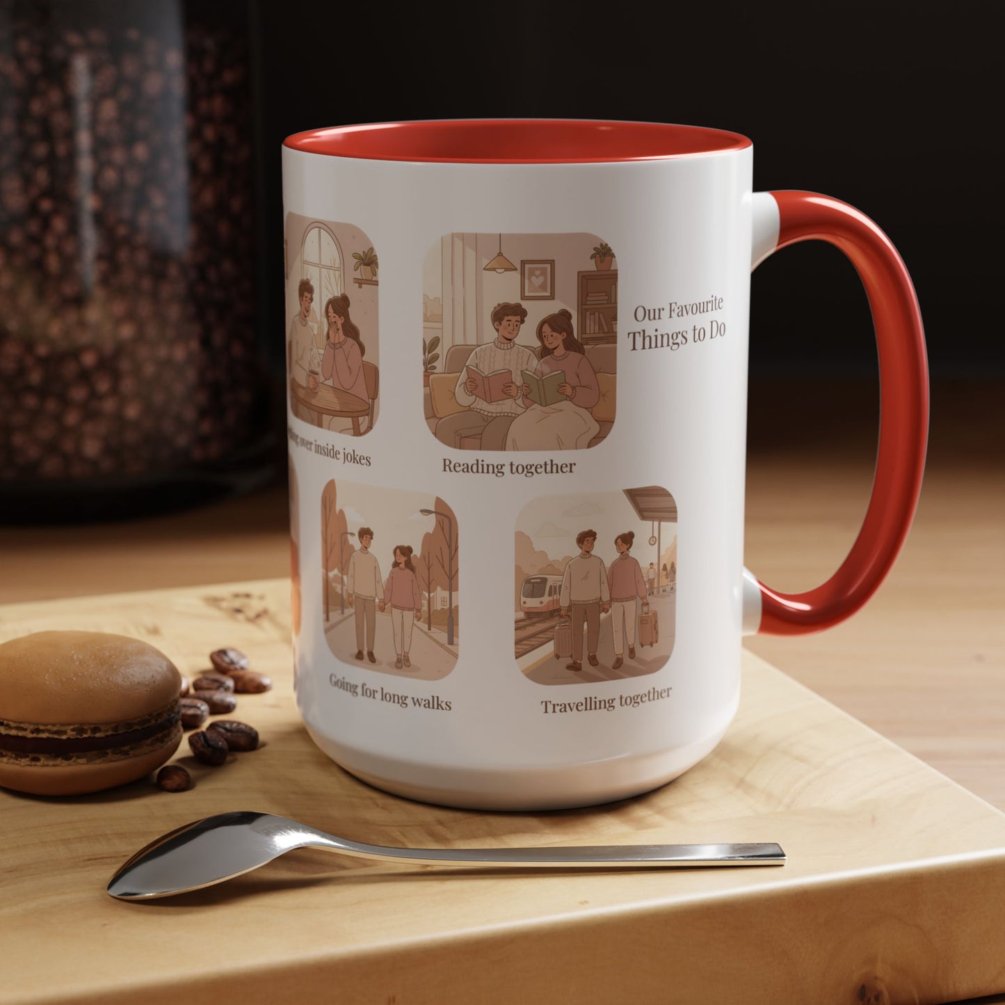 Our Favorite Things to Do Valentine’s Mug – Cozy Couples Illustrated Accent Coffee Mug - 14701