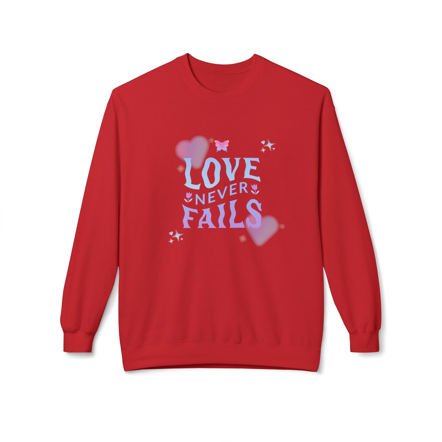 Love Never Fails - Unisex Midweight Softstyle Fleece Crewneck Sweatshirt - 10958