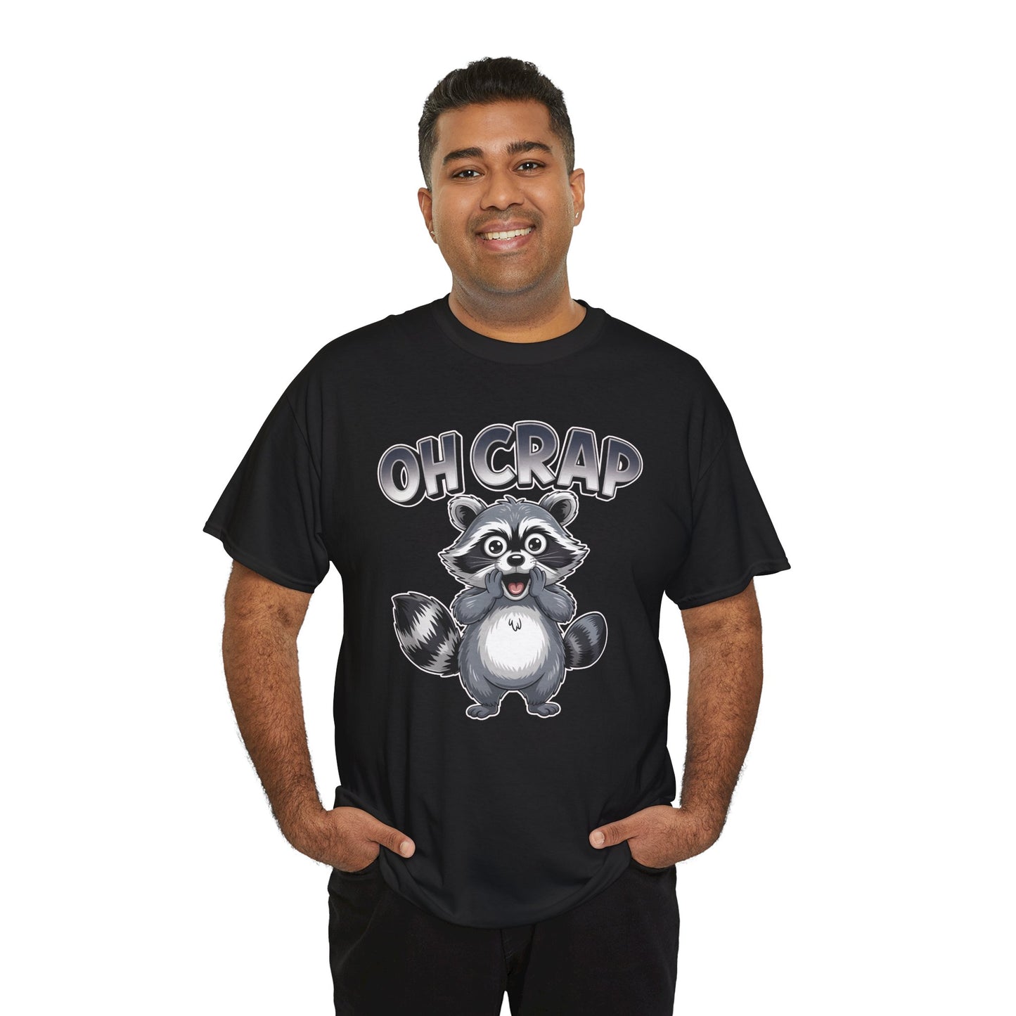 Funny Raccoon T-Shirt – “Oh Crap” Cute Meme Reaction Animal Tee Gift - 14855