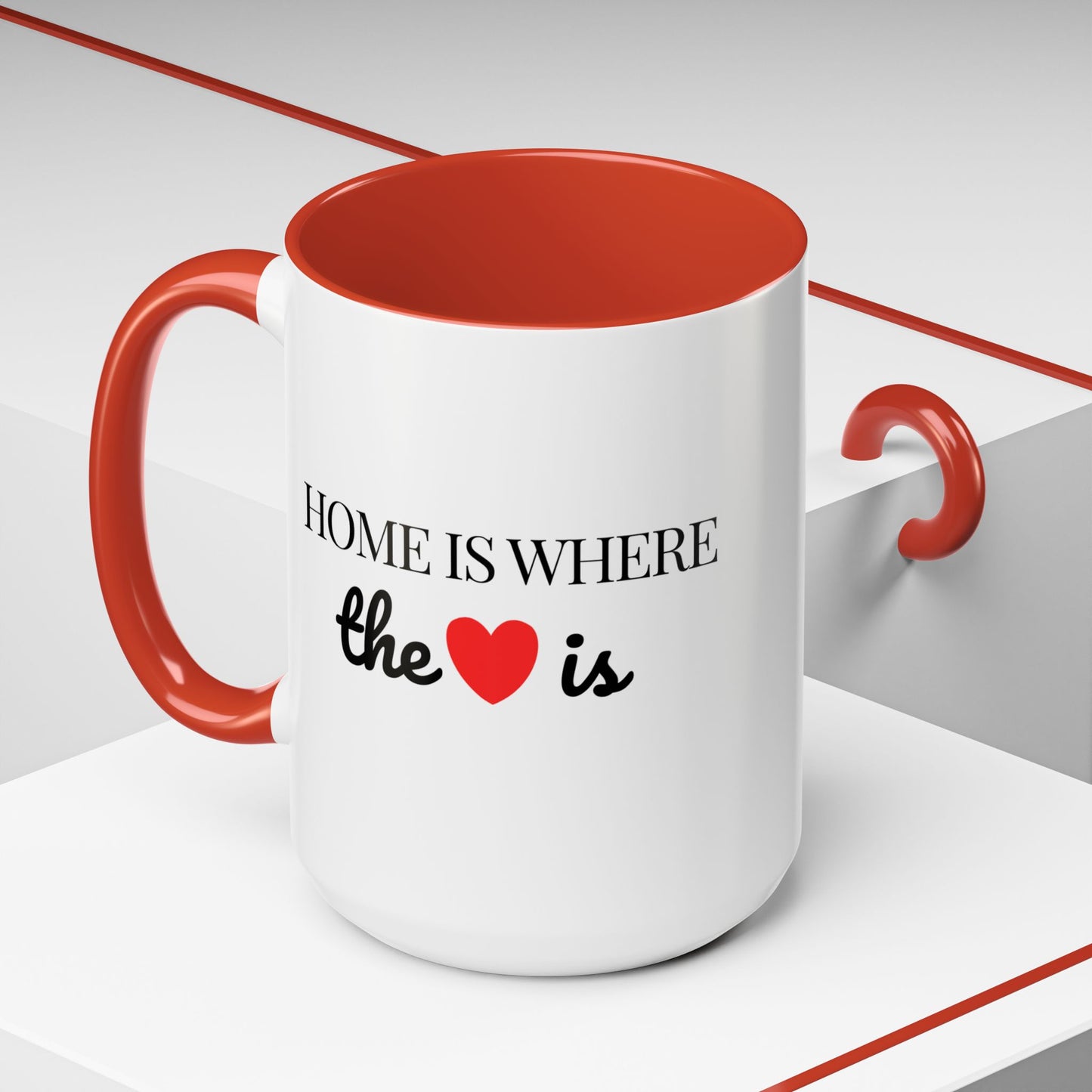 "Home is Where the Heart is" Coffee Mug —  Minimal Accent Ceramic Mug (11/15oz) - 14684