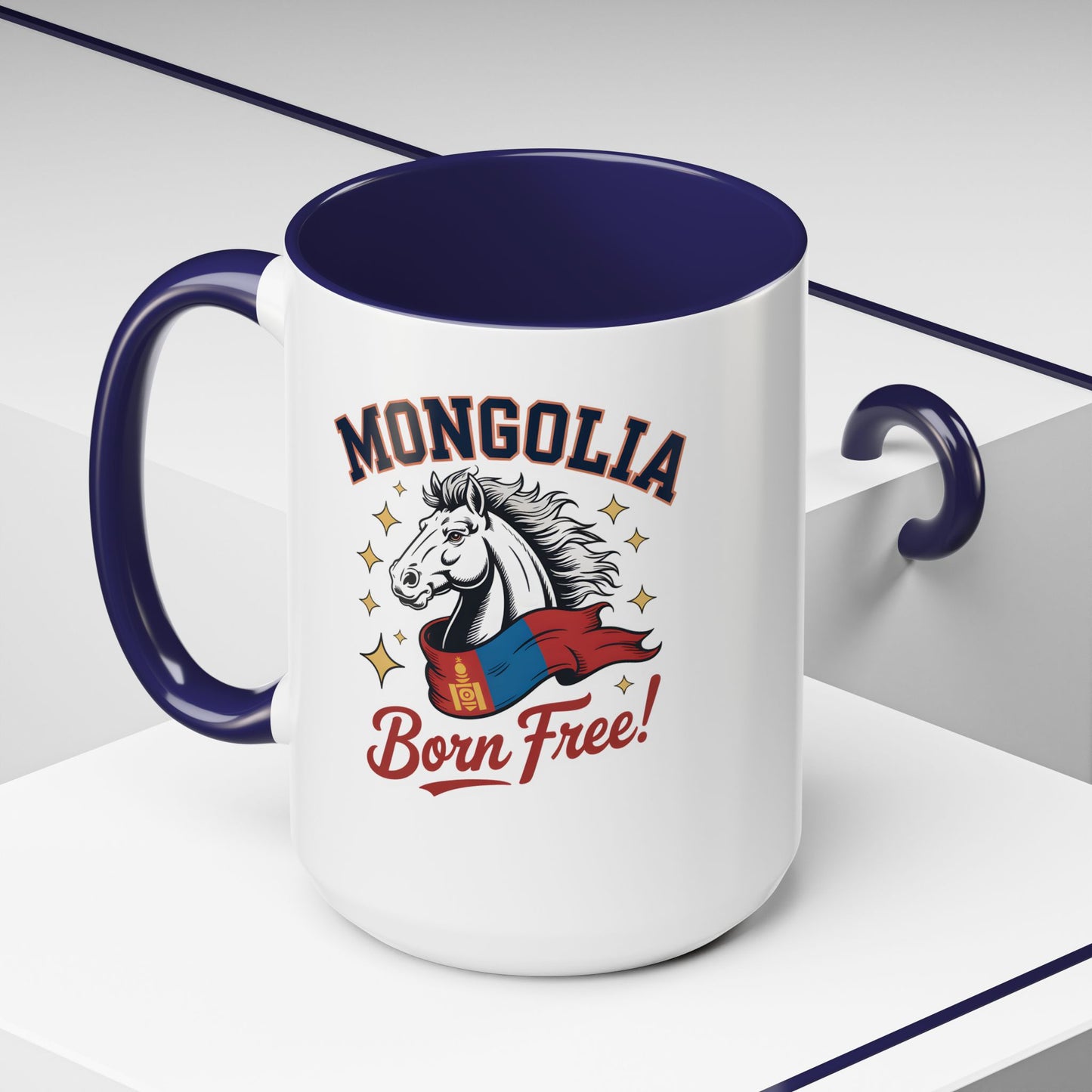 Born Free Mongolia Horse Mug – Patriotic Mongolian Pride Coffee Cup Gift (11oz / 15oz) - 14804