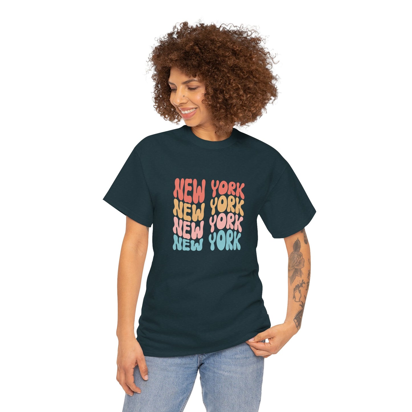 Retro New York Unisex Heavy Cotton Tee - Casual Streetwear Style - 12003