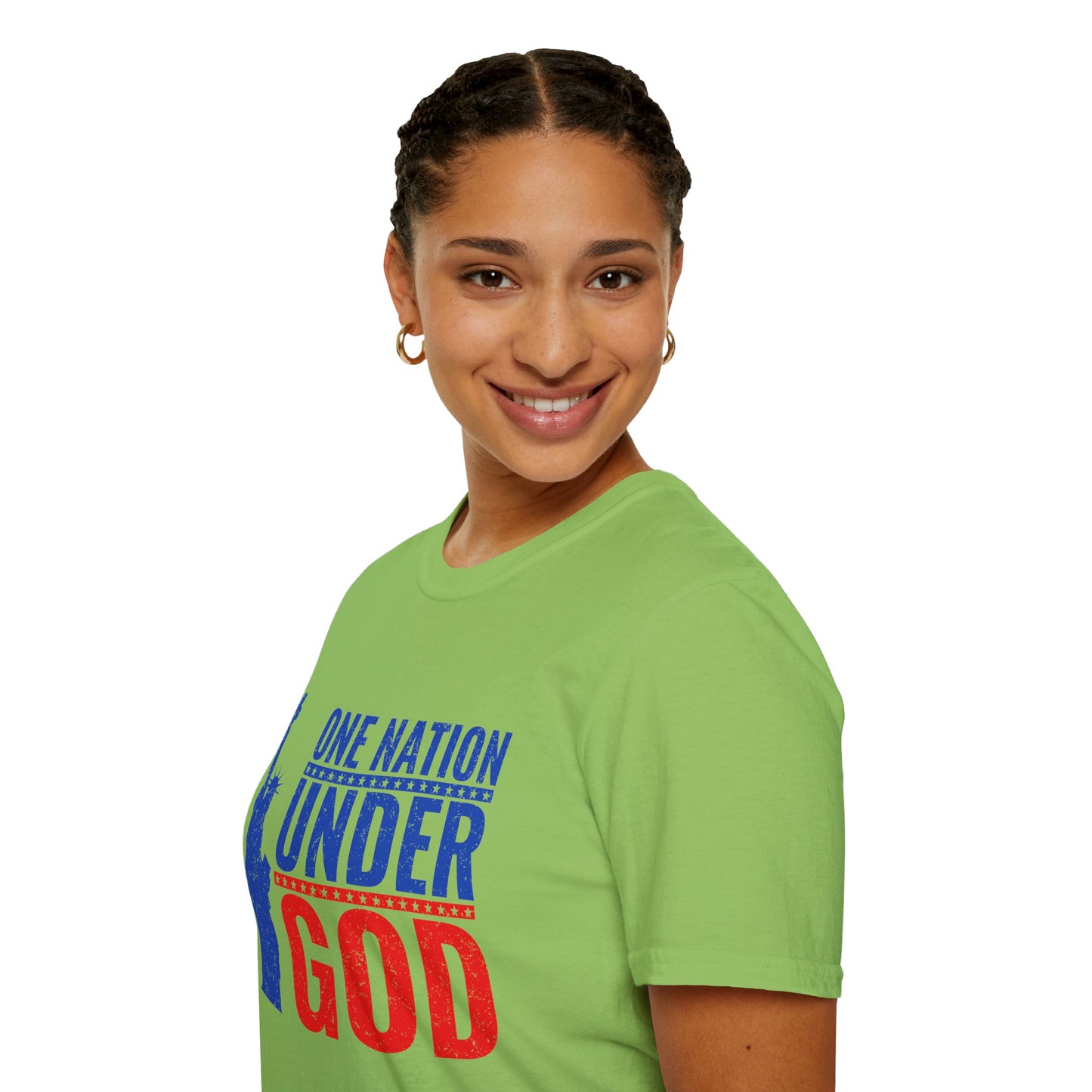 One Nation Under God, Patriotic Softstyle T-Shirt - Independence Day Tee, Fourth of July Shirt, Unisex Comfort Wear, Gift for Veterans - 13494