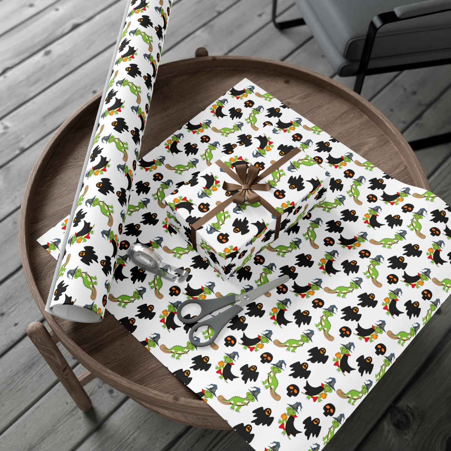 Green Dinosaur Witch  - Gift Wrap Papers - 13989