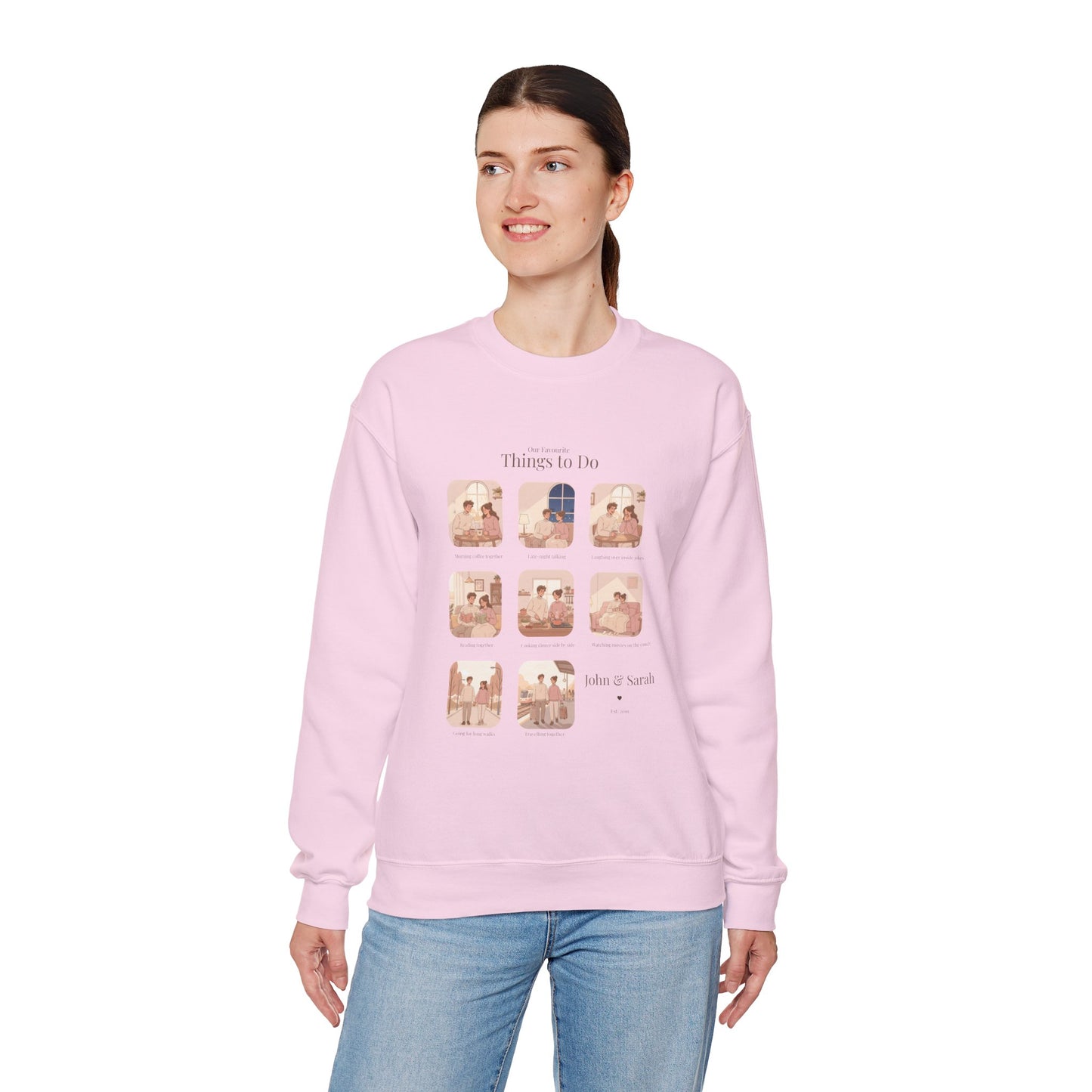 Our Favourite Things to Do Together – Personalised Illustration Crewneck Sweatshirt | Valentine’s Gift - 14725