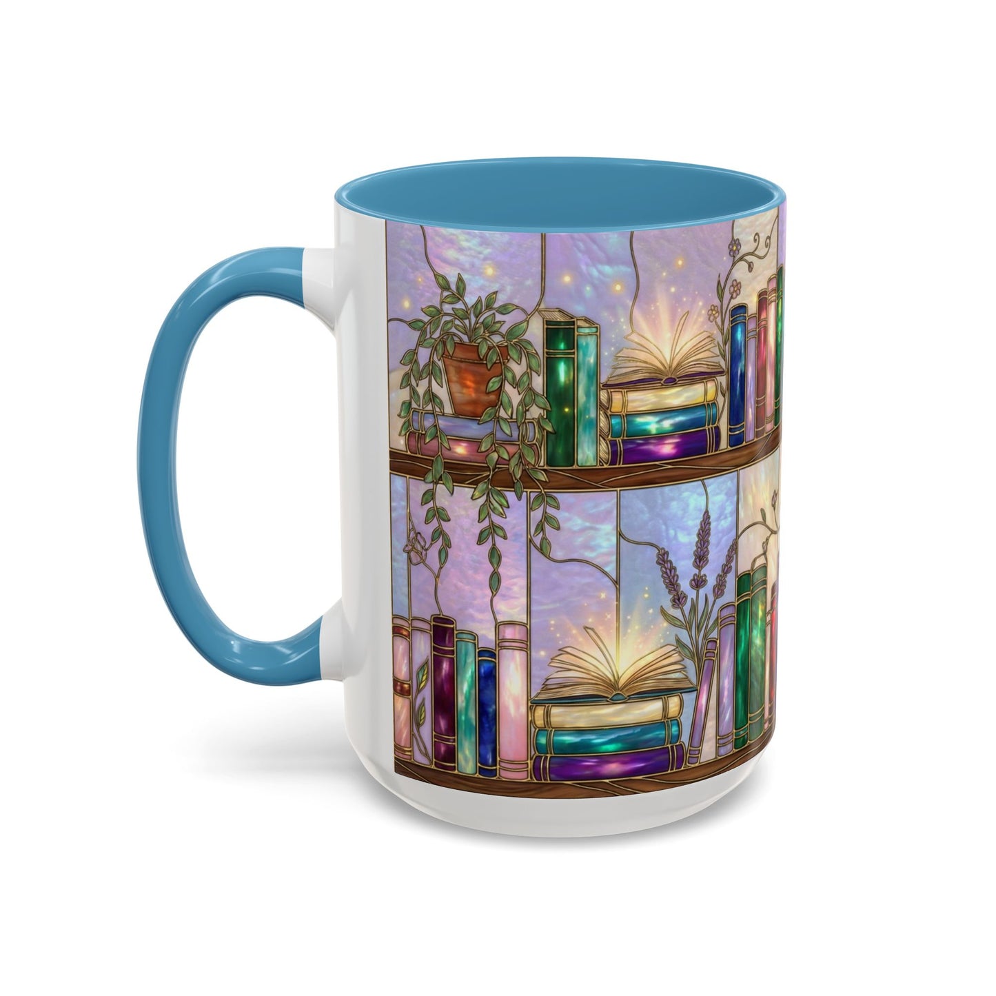 Magic Book Shelf Accent Coffee Mug — Stained Glass Design (11/15 oz) - 14529