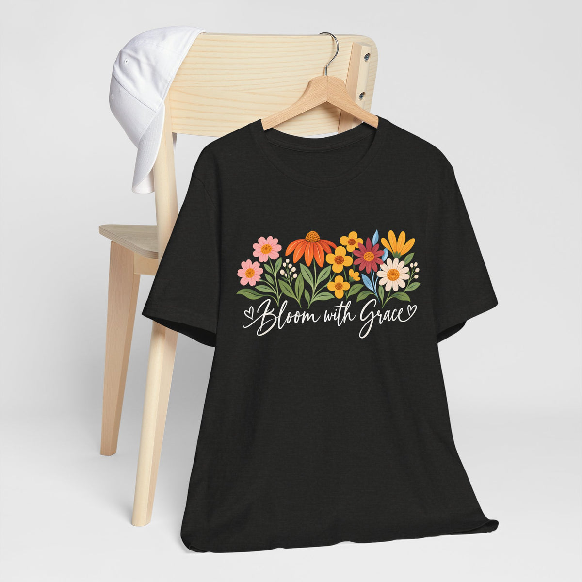 Bloom With Grace Floral T-Shirt, Women’s Inspirational Flower Tee - 14983