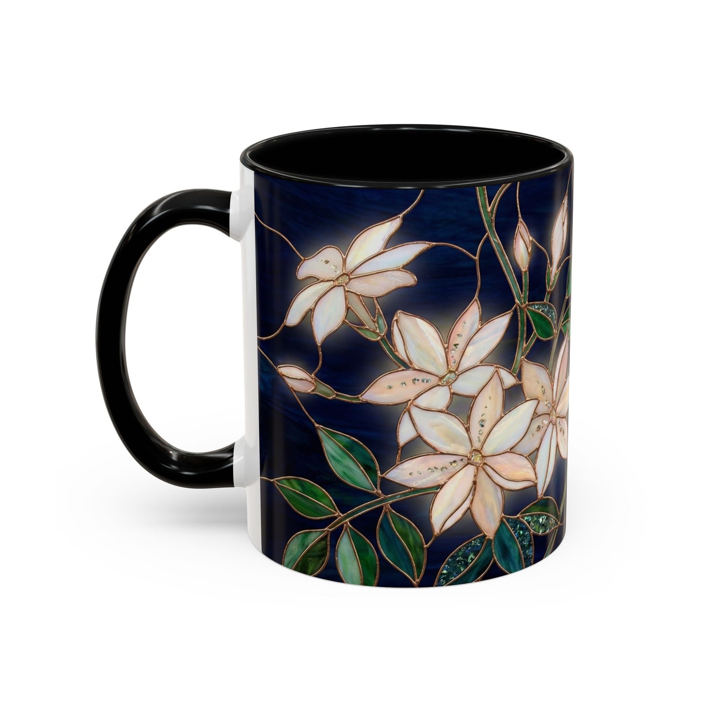 Jasmine Floral Accent Coffee Mug —  Stained Glass Design (11/15oz) - 14573