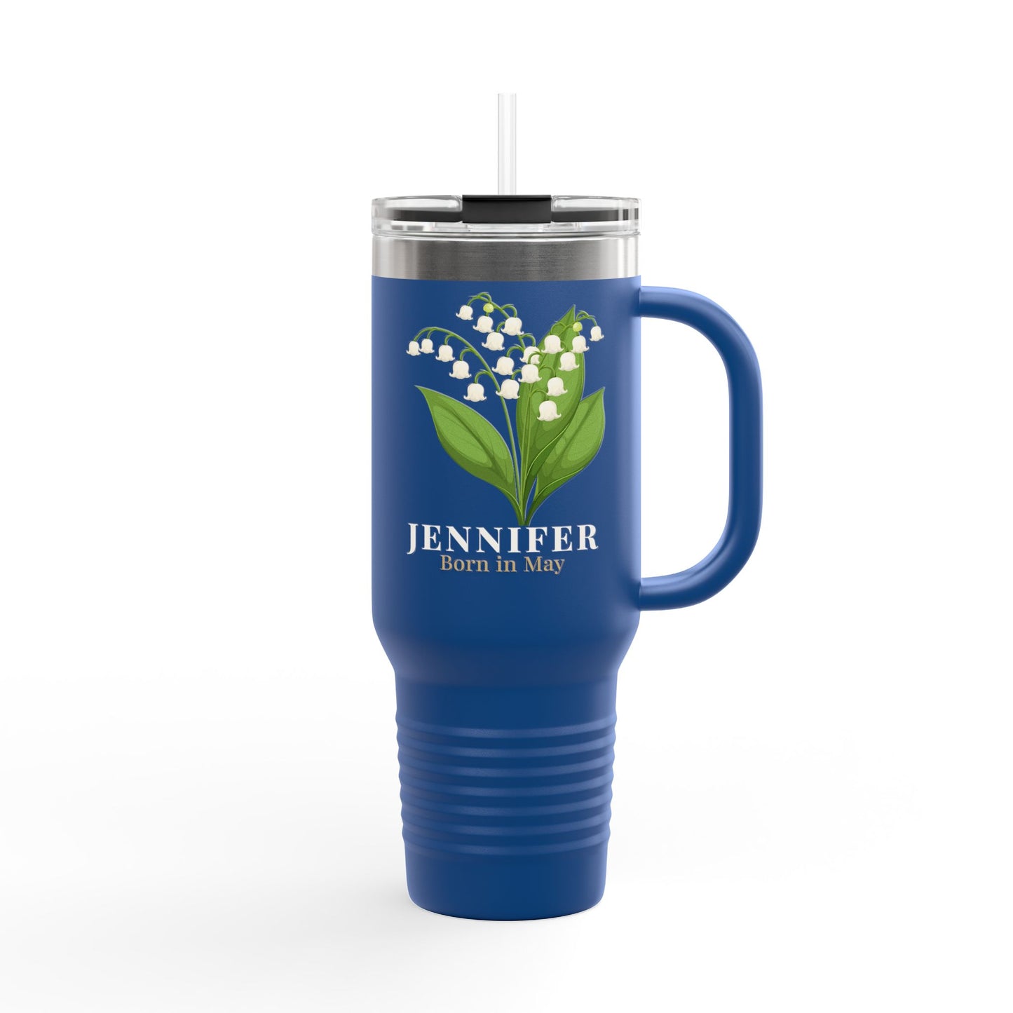 Personalized Lily of the Valley 40oz Tumbler | Custom Name Insulated Travel Mug - 14897