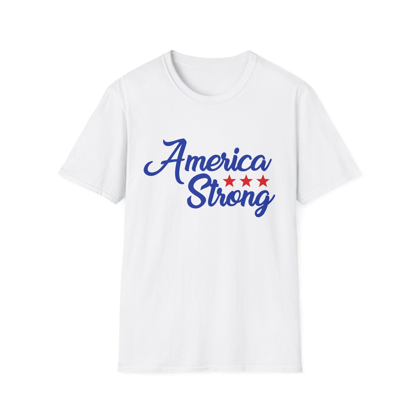 America Strong Unisex Softstyle T-Shirt - Patriotic Tee for BBQs, Memorial Day, 4th of July, Gift for Him/Her, Casual Wear - 13694