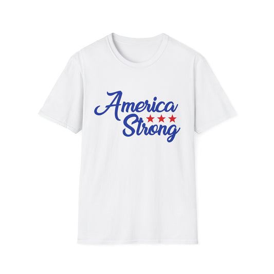 America Strong Unisex Softstyle T-Shirt - Patriotic Tee for BBQs, Memorial Day, 4th of July, Gift for Him/Her, Casual Wear - 13694