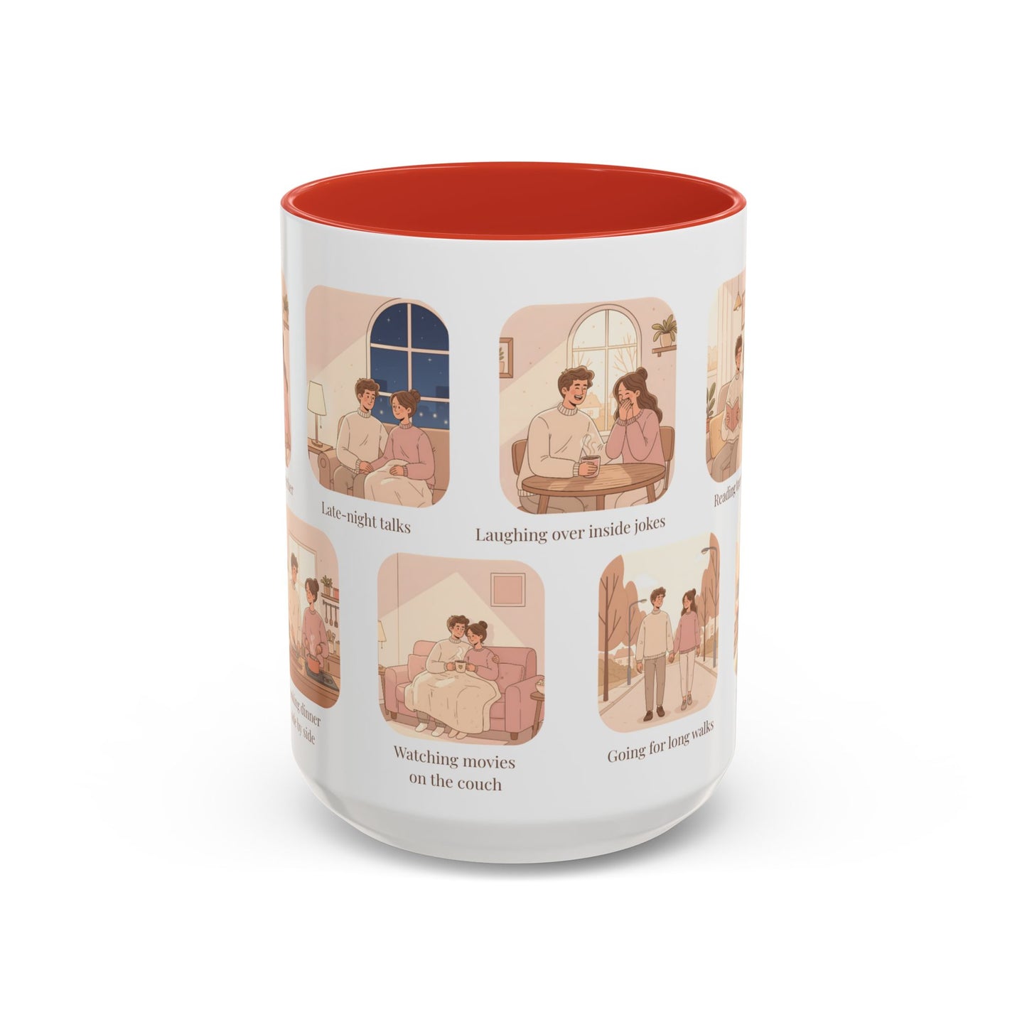 Our Favorite Things to Do Valentine’s Mug – Cozy Couples Illustrated Accent Coffee Mug - 14701