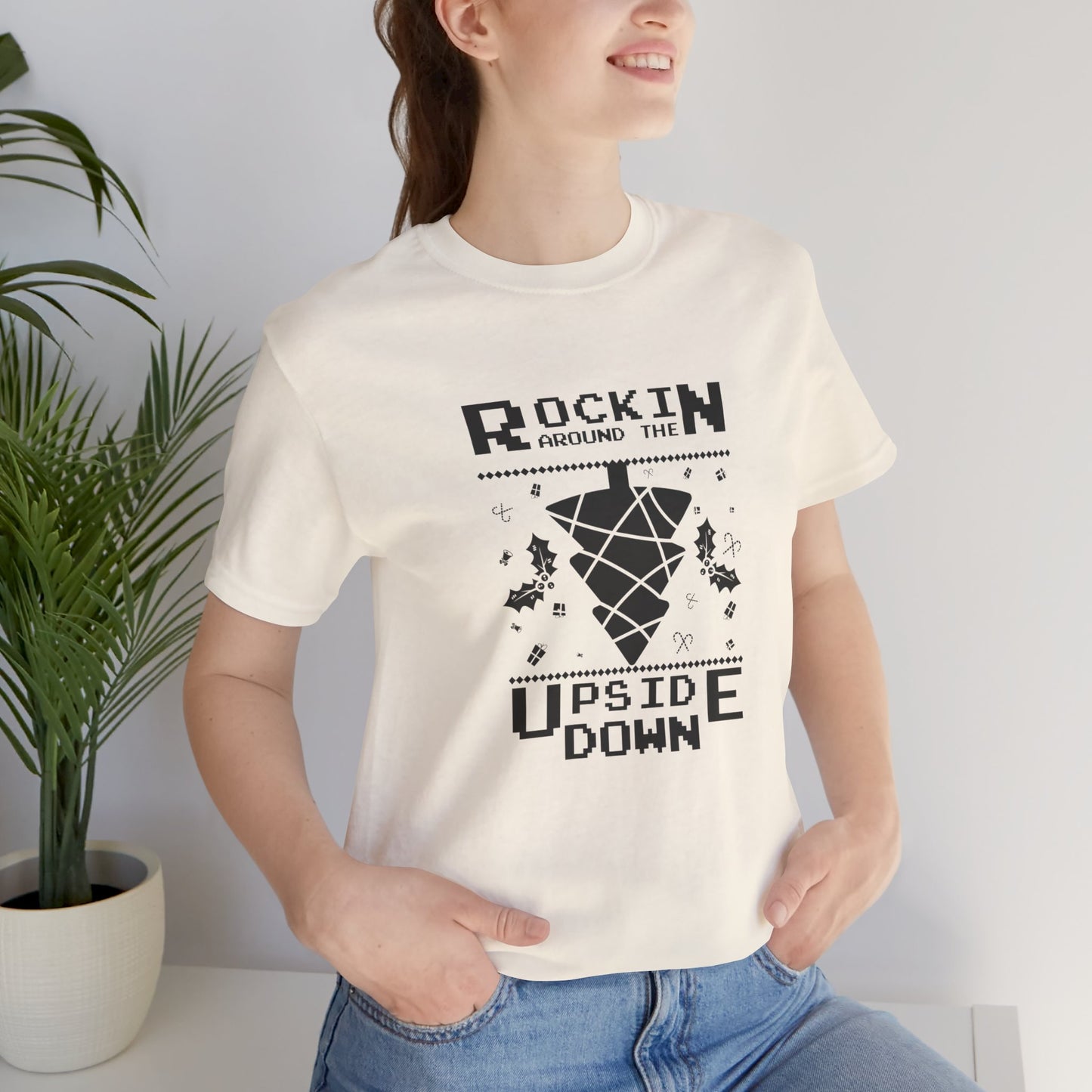 Christmas: Rocking Around The Tree Upside Down - Unisex Jersey Short Sleeve Tee