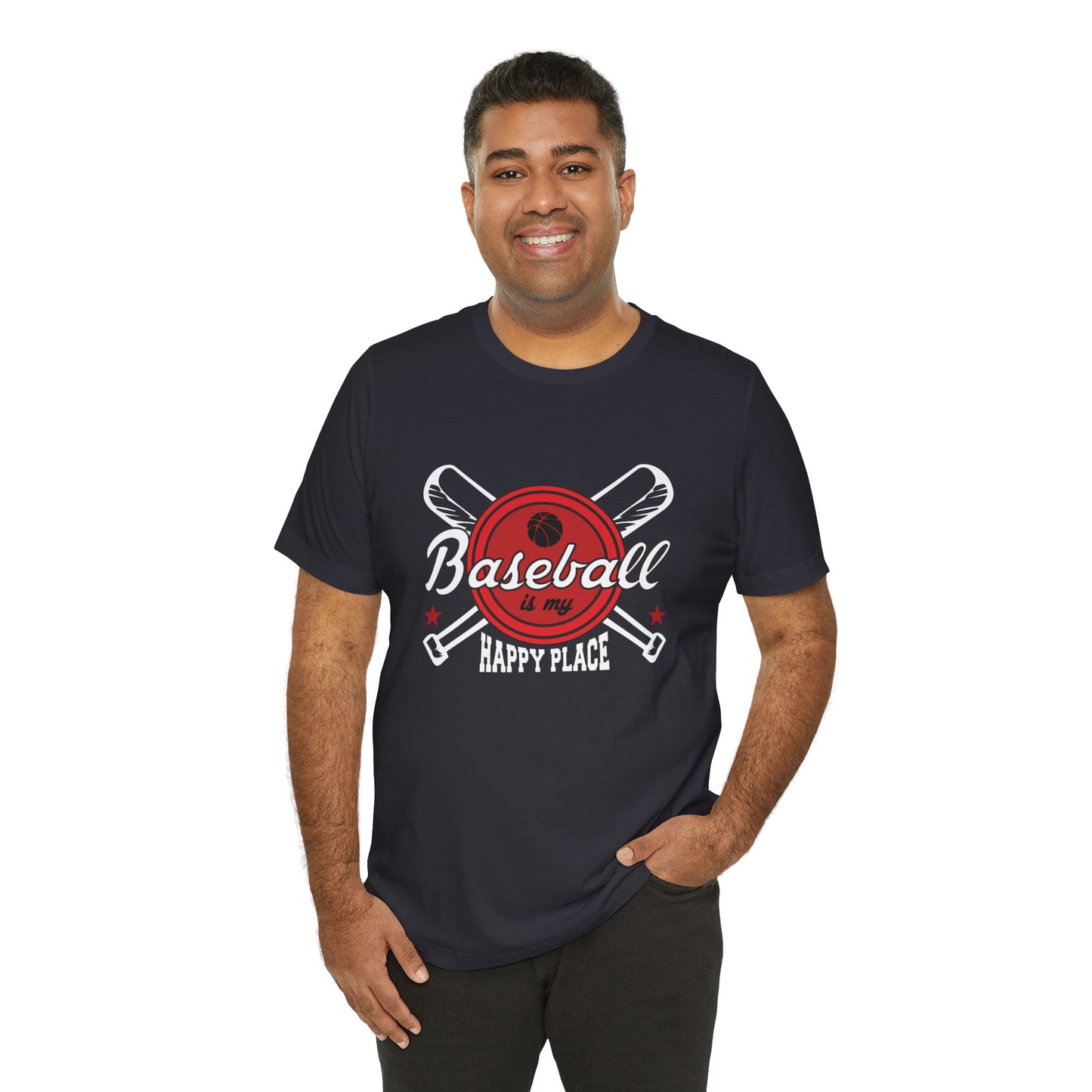 Baseball Is My Happy Place - Unisex Jersey Short Sleeve Tee