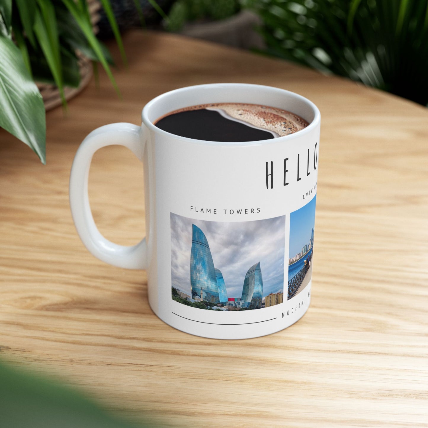 Hello Baku! Scenic Ceramic Mug - 11oz & 15oz - Perfect Gift for Travelers & City Lovers - 12237