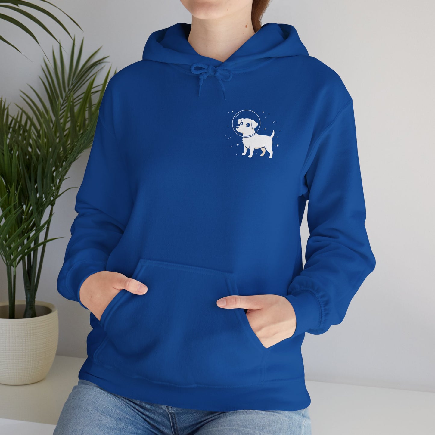 Dog in Space Hoodie – Space Puppy Graphic Hooded Sweatshirt, Unisex Heavy Blend™ - 14679