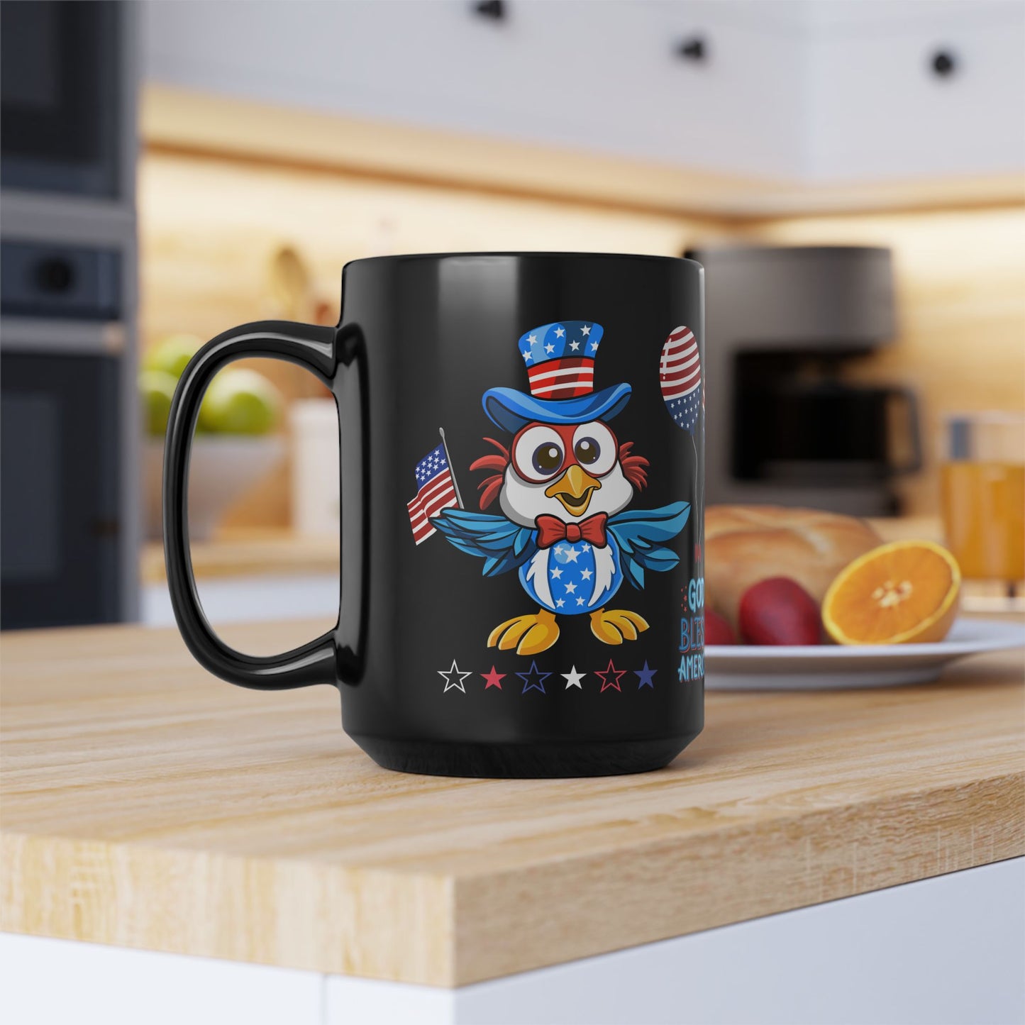 July 4, Patriotic Eagle - Black Mug (11oz, 15oz) - 10577