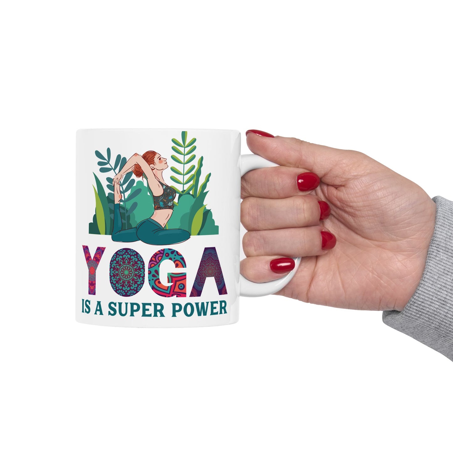 Yoga Power Ceramic Mug – Positive Affirmation Coffee Cup, Yoga Lover Gift - 13152