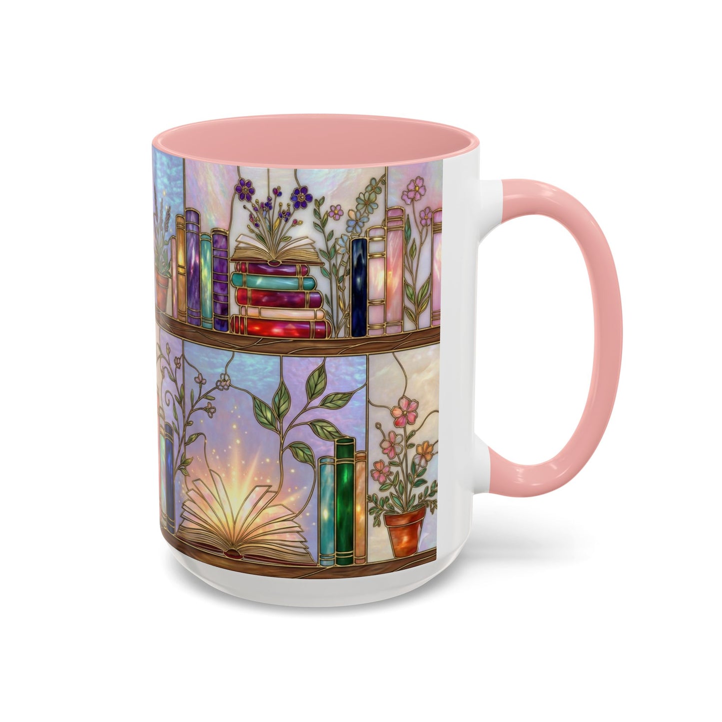 Magic Book Shelf Accent Coffee Mug — Stained Glass Design (11/15 oz) - 14529