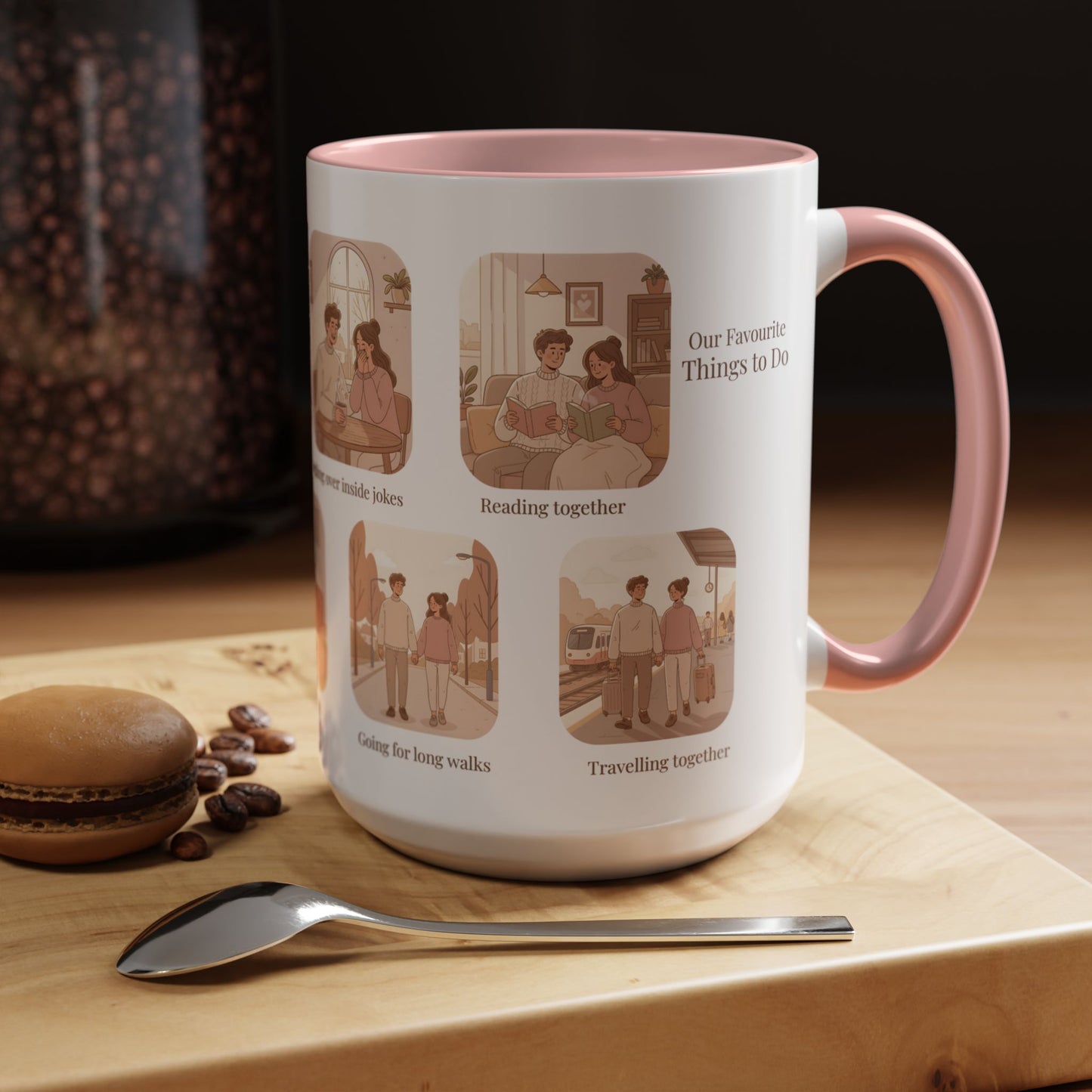 Our Favorite Things to Do Valentine’s Mug – Cozy Couples Illustrated Accent Coffee Mug - 14701