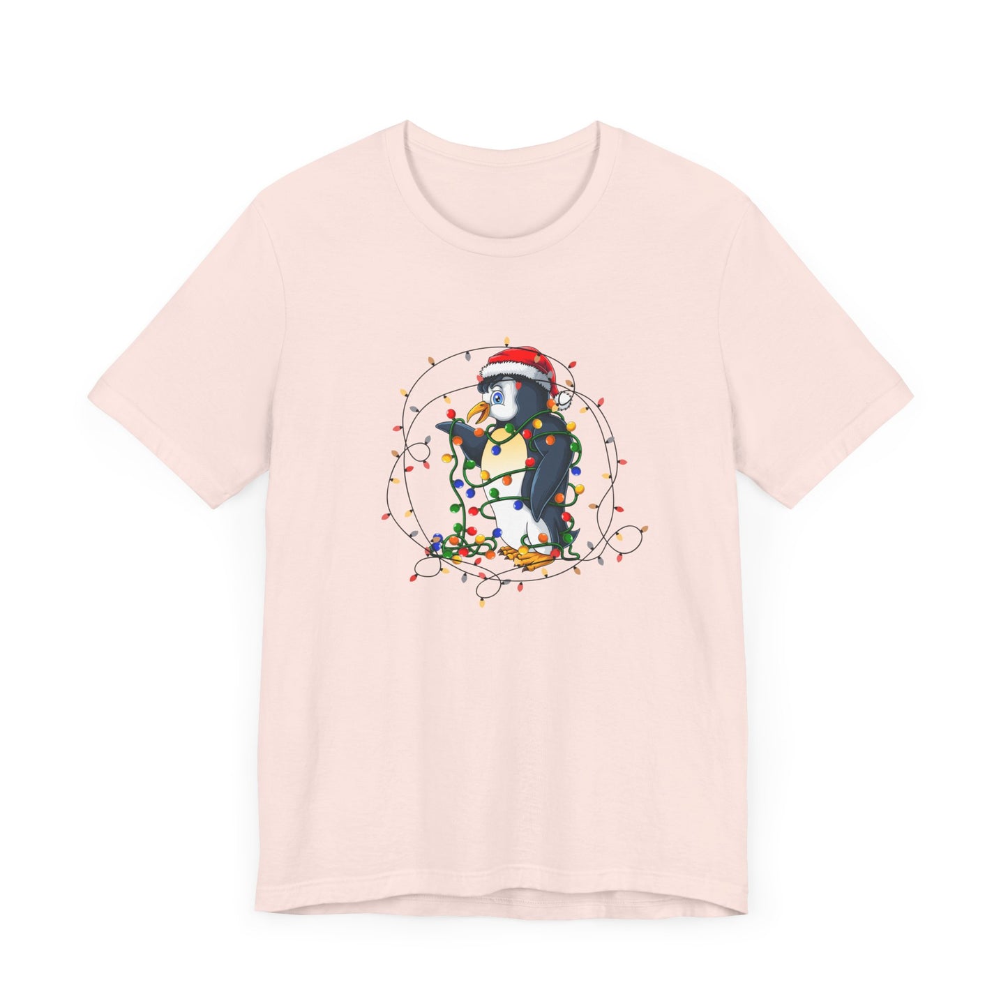 Penguin with Christmas Light - Unisex Jersey Short Sleeve Tee - 10407