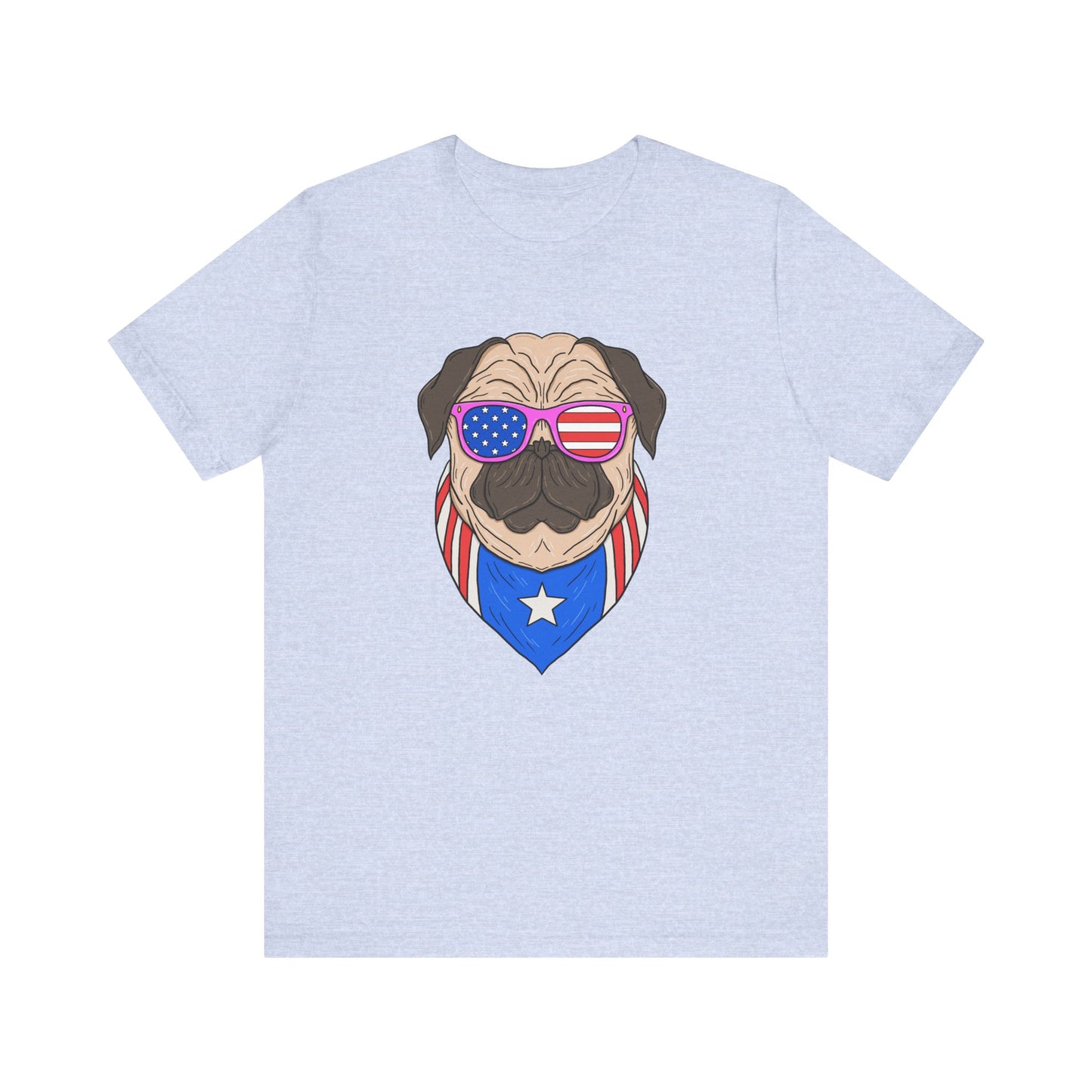 Patriotic Pug Tee, Independence Day T-Shirt, Dog Lovers Gift, Summer Casual Wear, Fun Family Outing Shirt - 13733