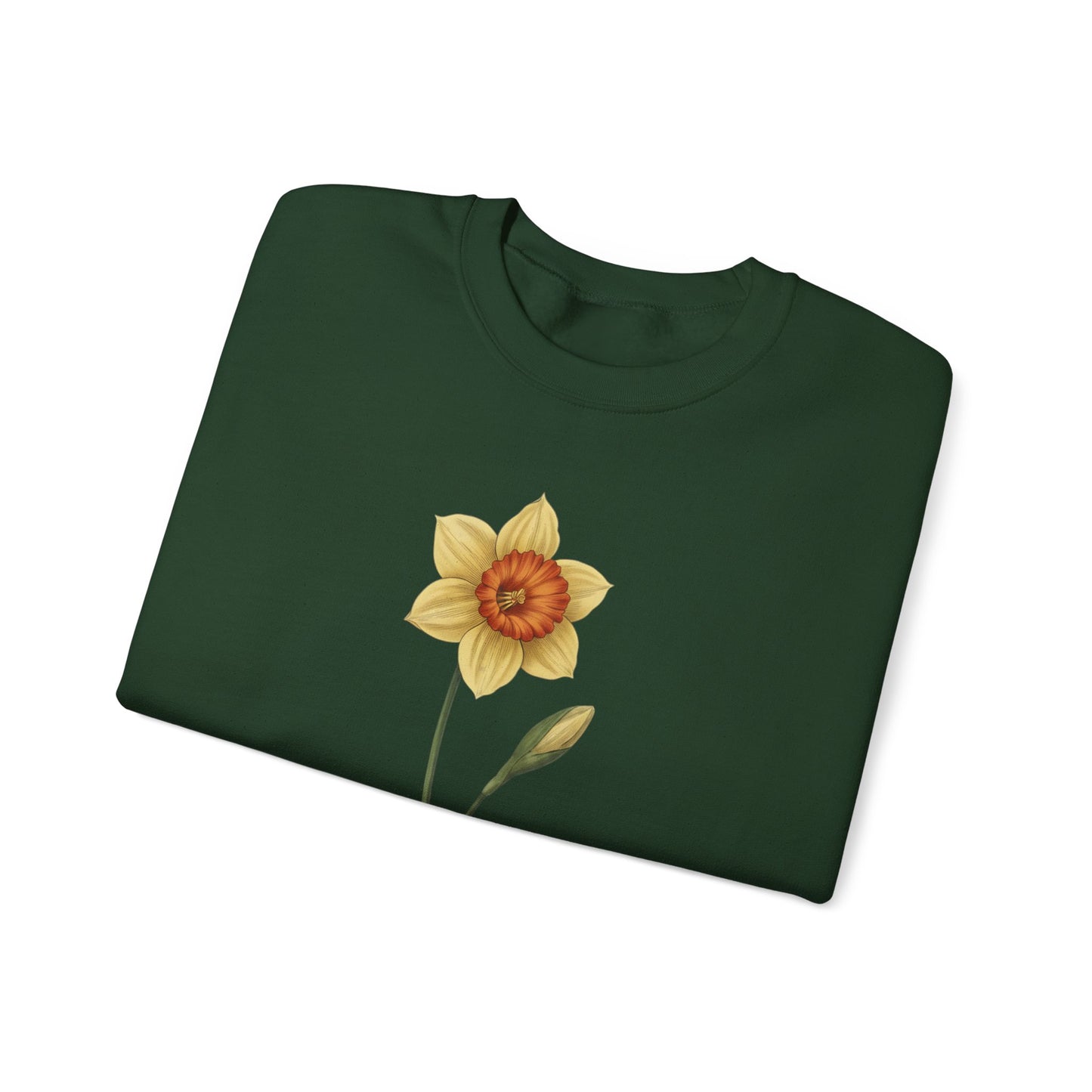 March Birth Flower Daffodil Crewneck Sweatshirt – Floral Birthday Gift Pullover - 14822