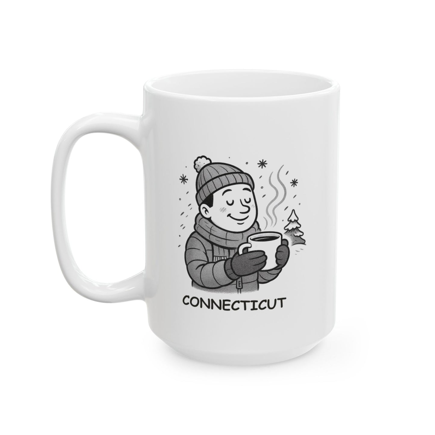 "In Connecticut, we don’t mind the cold as long as there’s a warm cup of coffee to go with it." Ceramic Mug - 13874