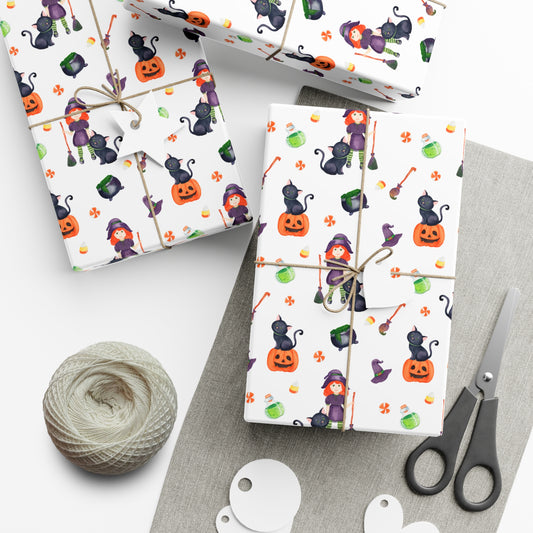 Halloween Girl with a Black Cat - Gift Wrap Papers - 13987