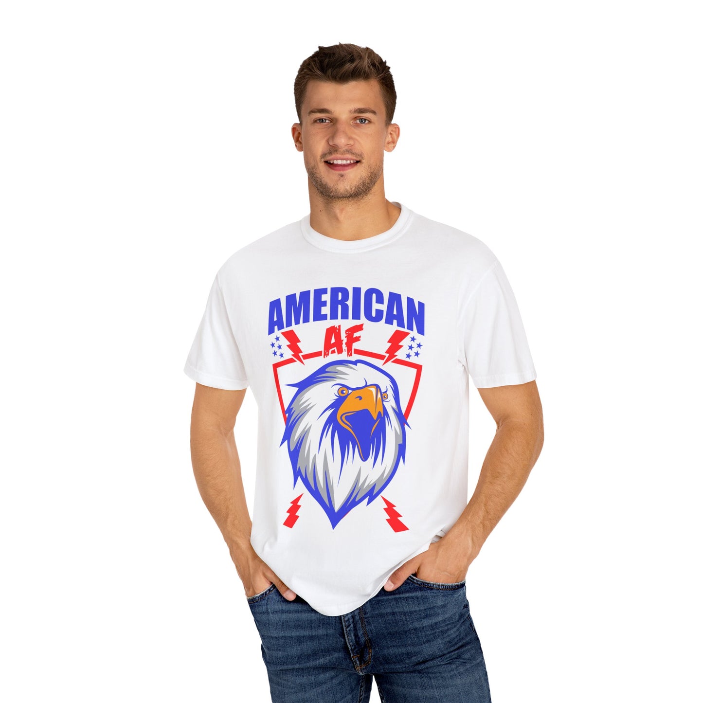 Patriotic Eagle T-Shirt, American AF Graphic Tee, Unisex Tee, 4th of July Shirt, Casual Wear, Gift for Patriots, Summer Style - 13731
