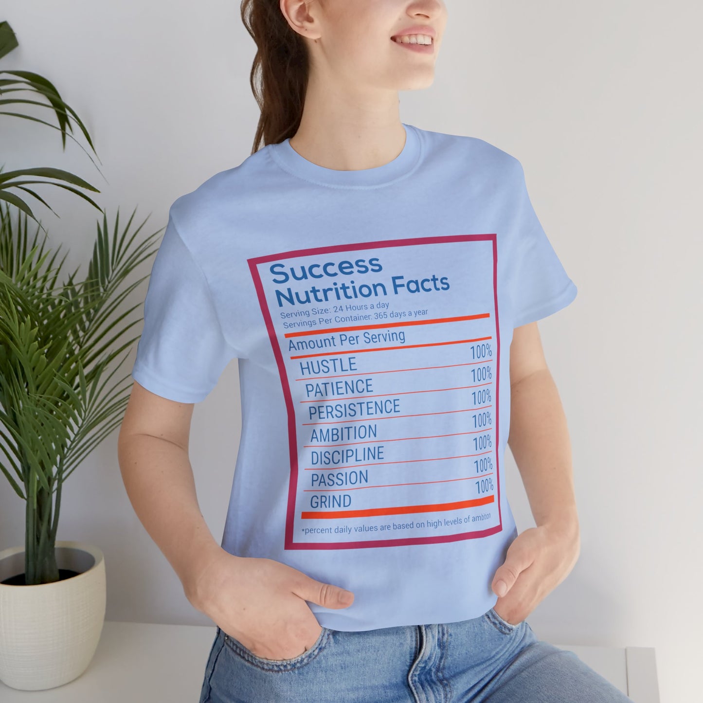 Motivational: Success Nutrition Facts - Unisex Jersey Short Sleeve Tee