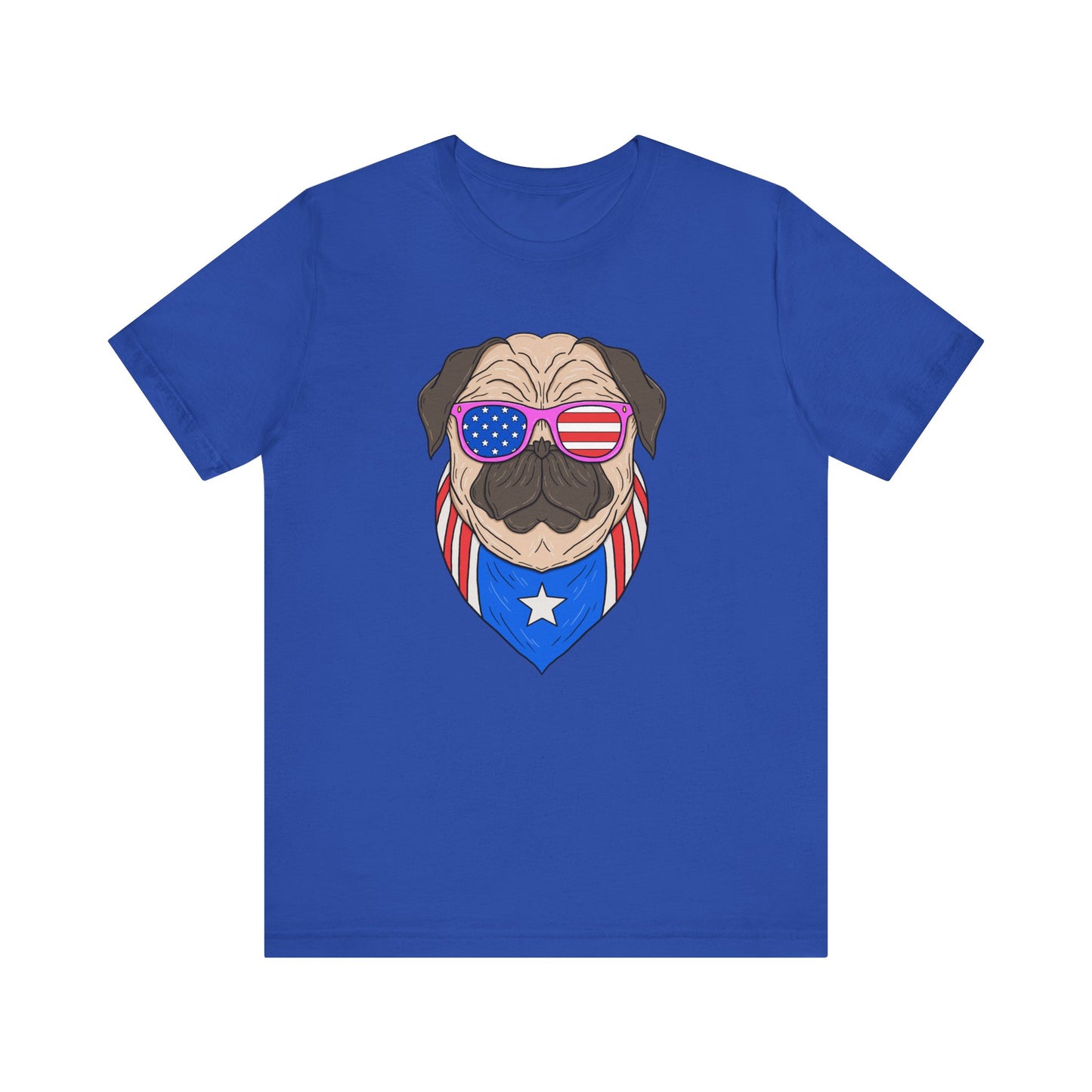 Patriotic Pug Tee, Independence Day T-Shirt, Dog Lovers Gift, Summer Casual Wear, Fun Family Outing Shirt - 13733