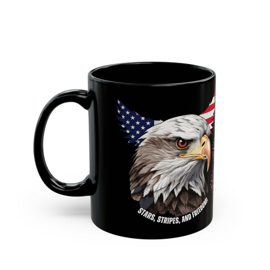 July 4, Eagle - Black Mug (11oz, 15oz)