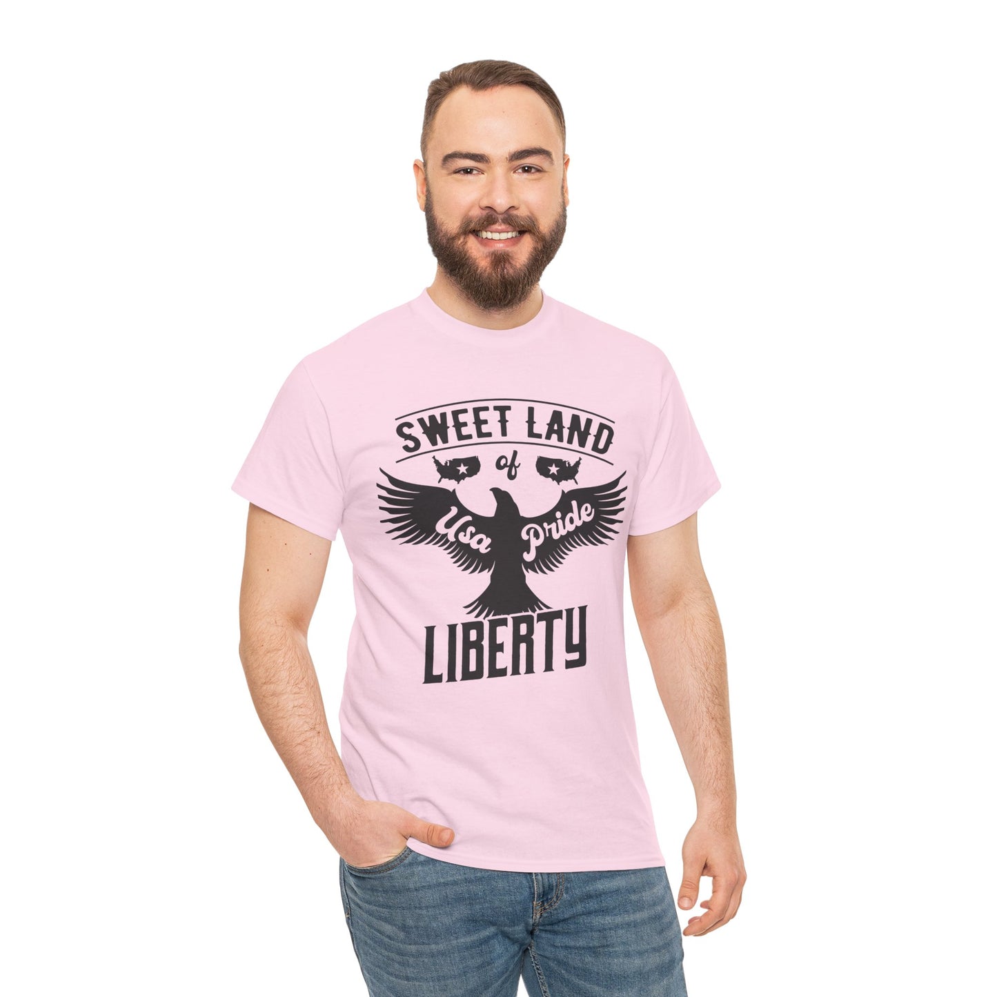 Sweet Land of Liberty Design, Unisex Heavy Cotton Tee: Patriotic T-shirt, Gift for Freedom Lovers, Casual Wear, Independence Day Shirt - 13492